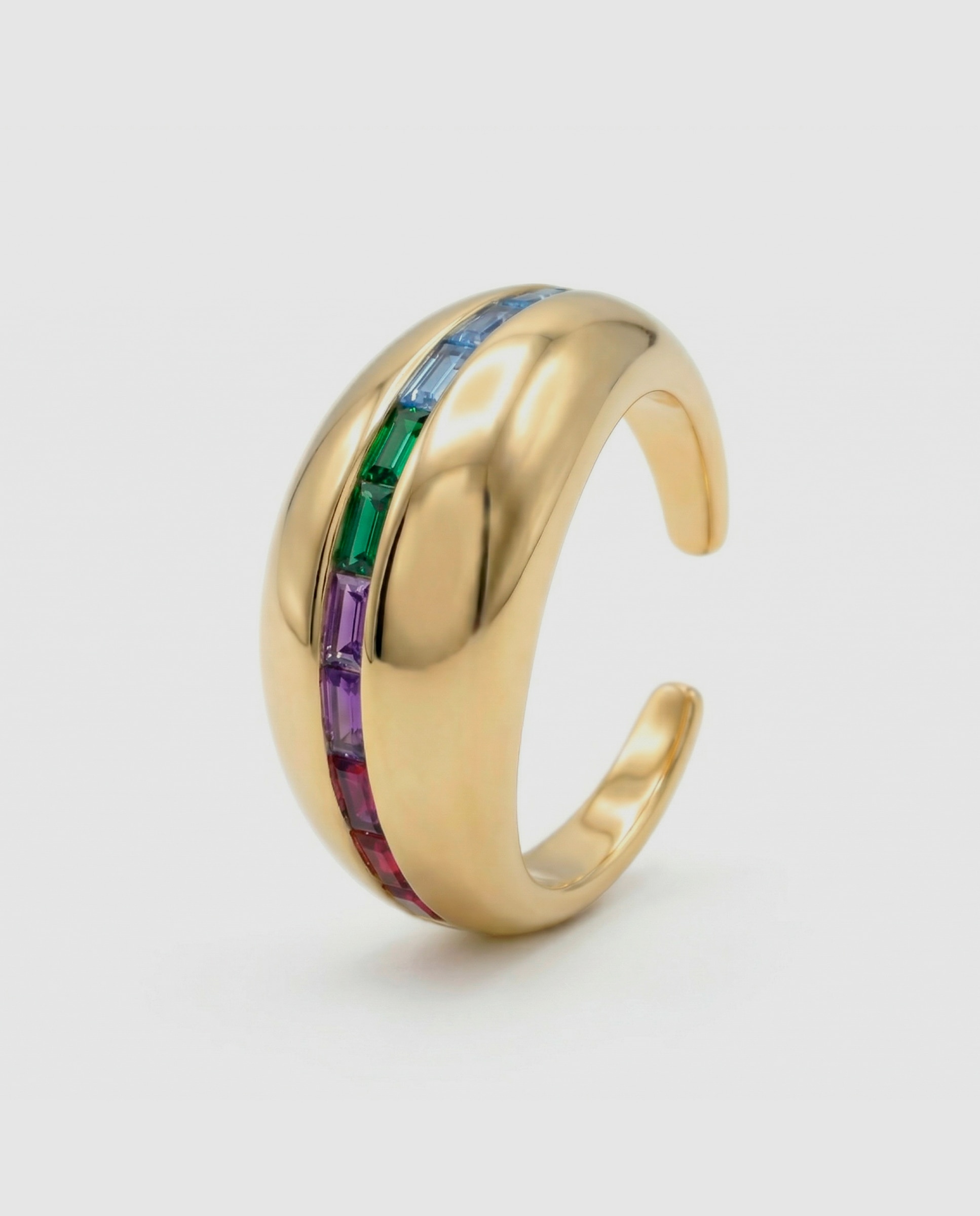Imagem 0 de Anel África com Acabamento em Ouro Amarelo de 18 Quilates e Zirconita Multicolor