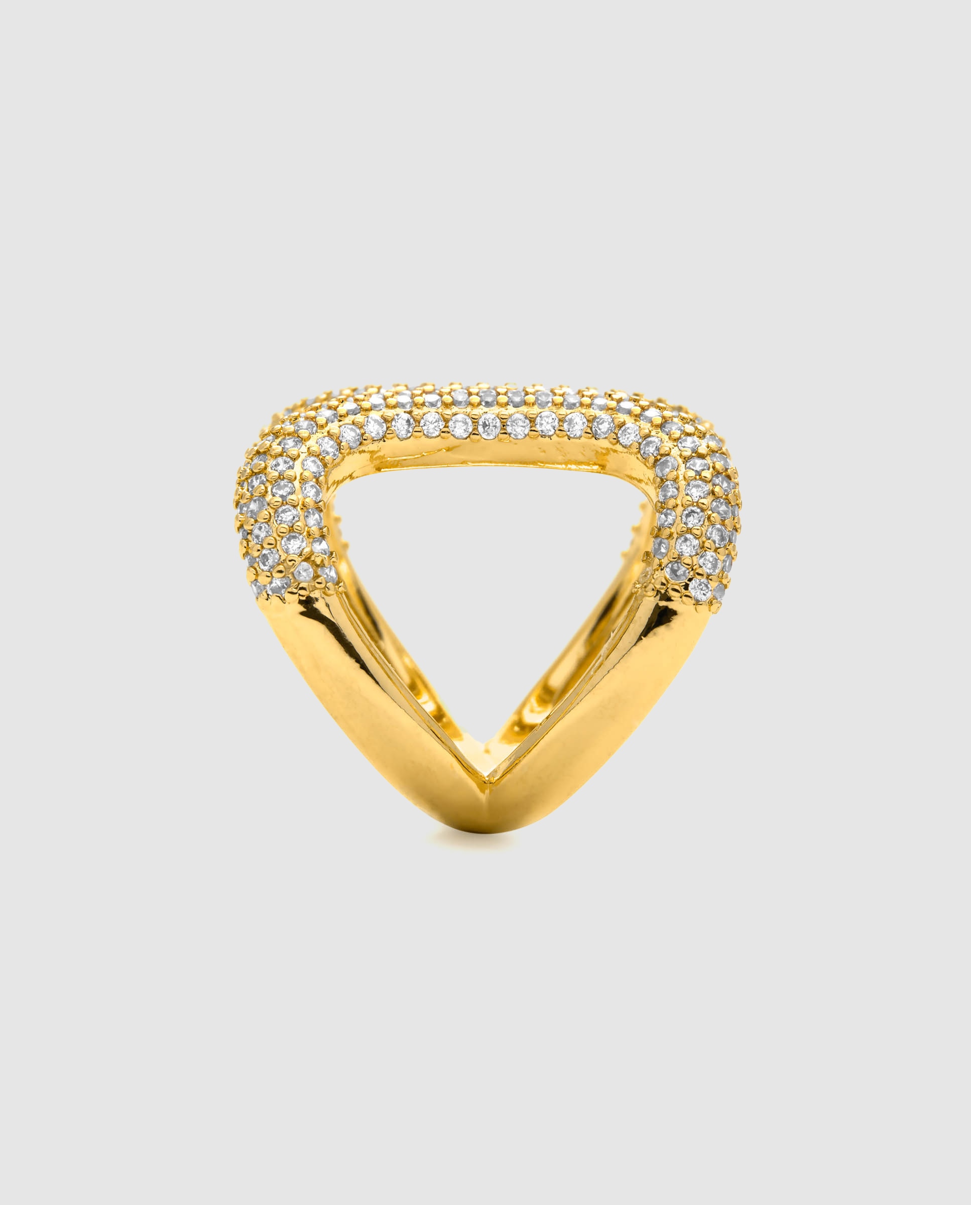 Anel África Acabado em Ouro Amarelo de 18 Quilates com Zirconita Brilhante Dourado-2
