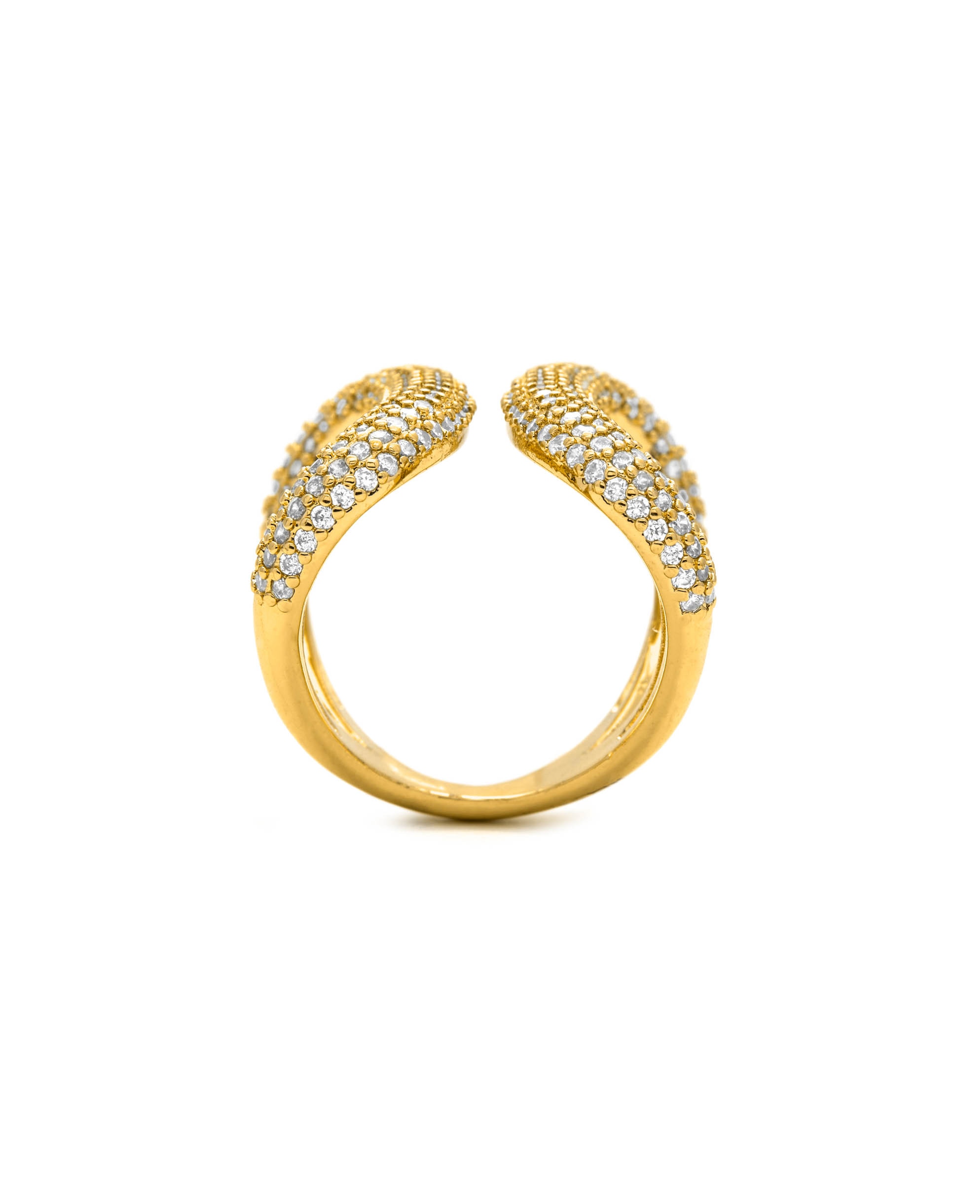 Anel África Acabado em Ouro Amarelo de 18 Quilates com Zirconita Brilhante Dourado-4