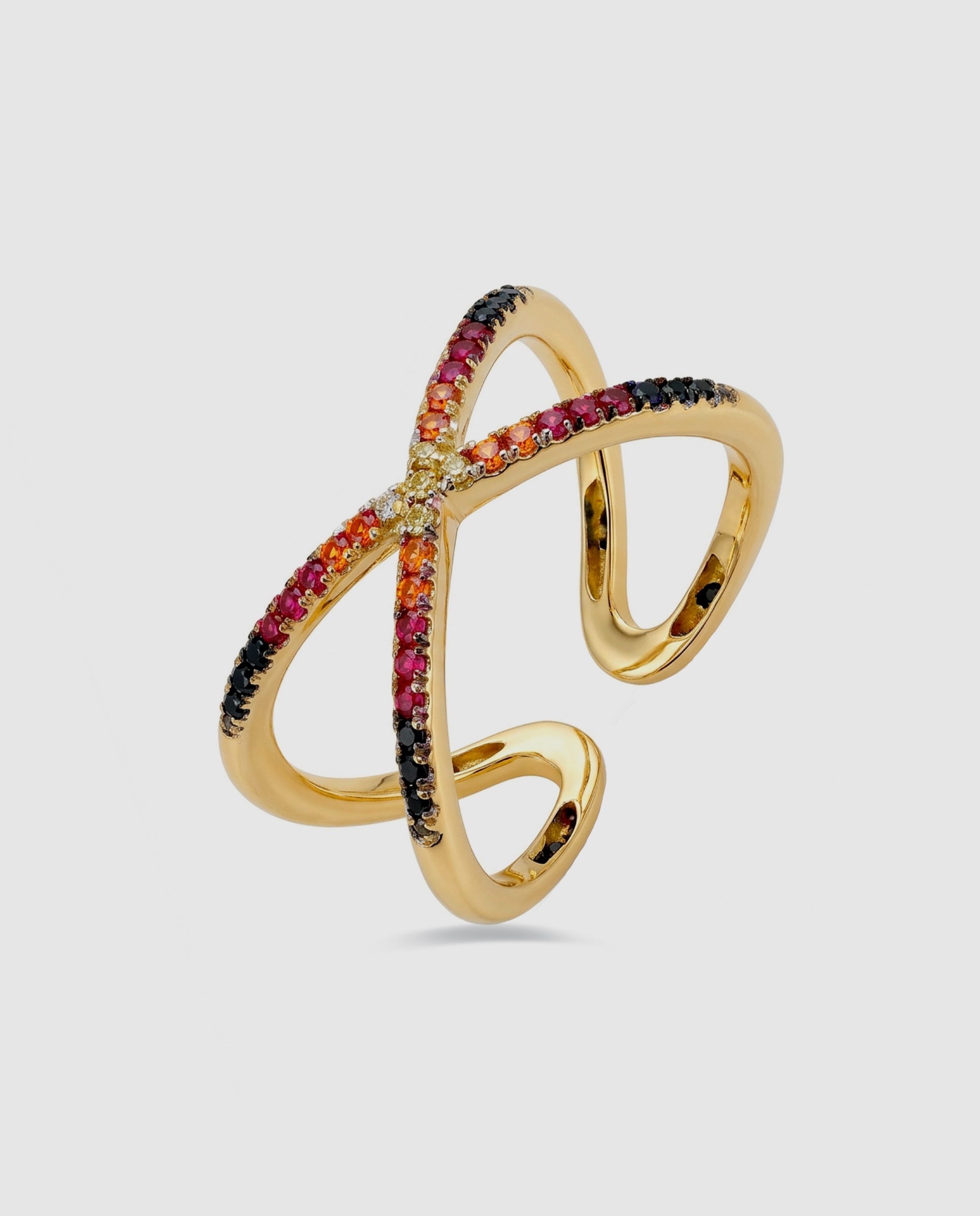 Imagem 0 de Anel África com Acabamento em Ouro Amarelo de 18 Quilates com Zirconita Multicolor