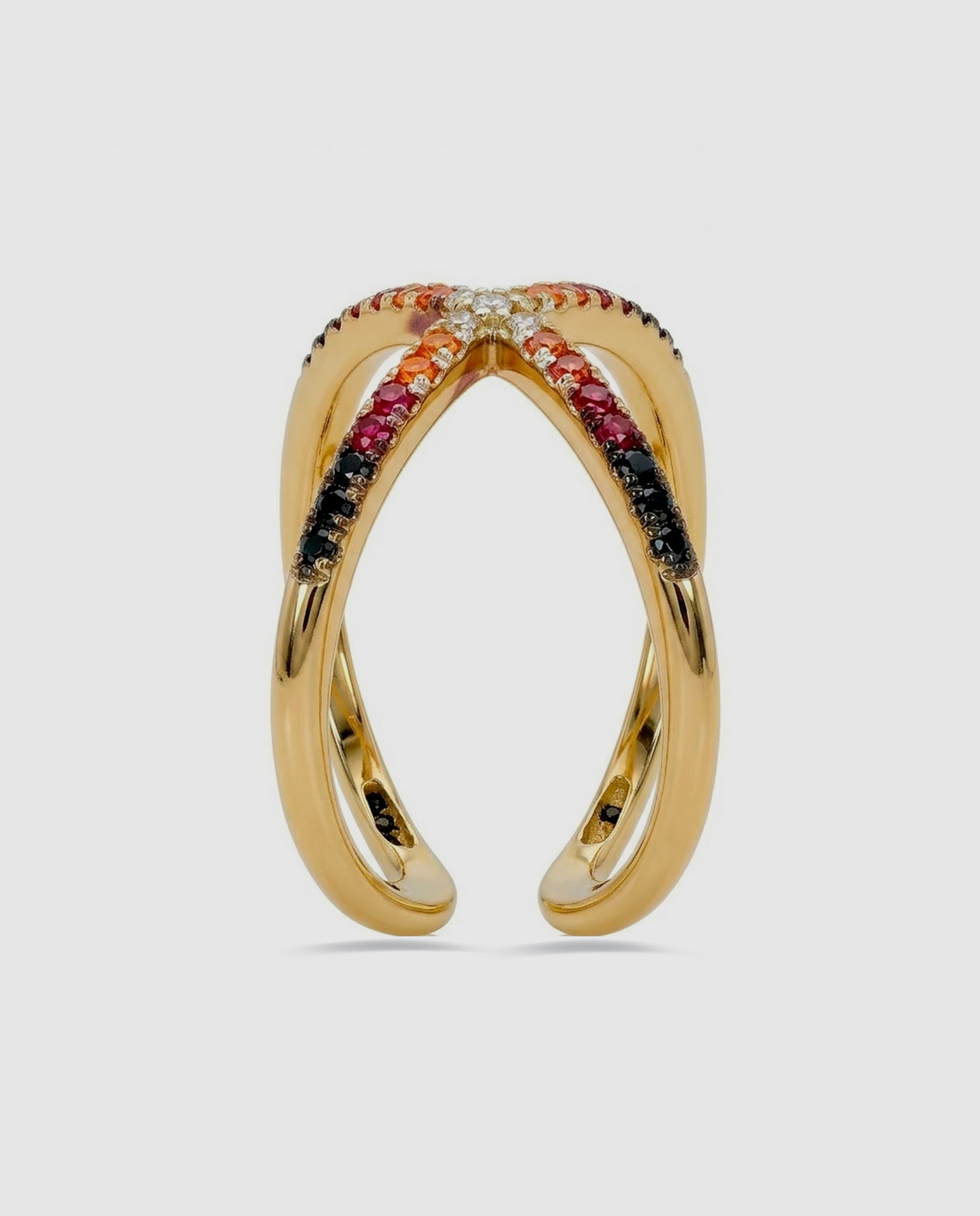 Anel África com Acabamento em Ouro Amarelo de 18 Quilates e Zirconita Multicolor Multicolor-2