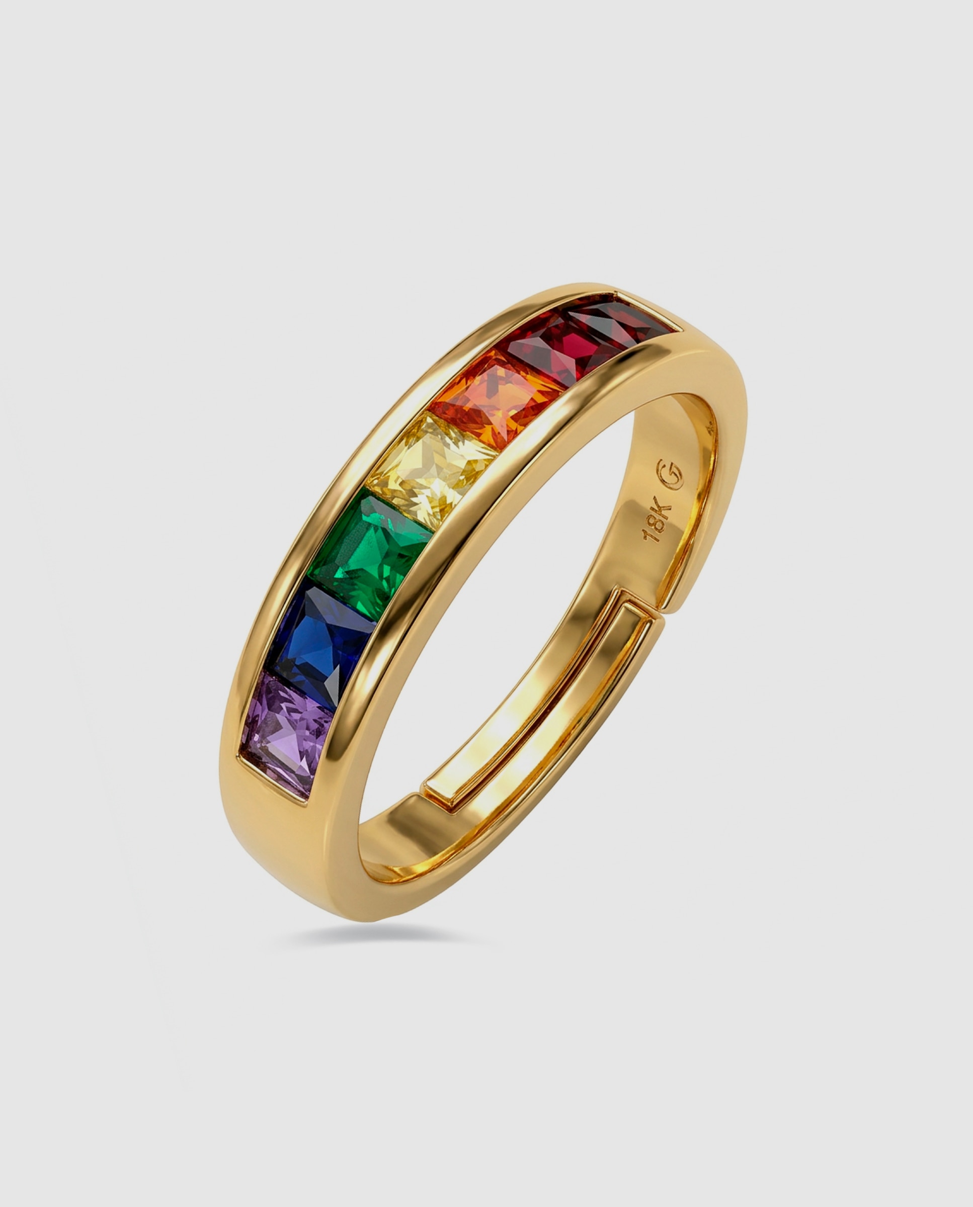 Imagem 0 de Anel África com Acabamento em Ouro Amarelo de 18 Quilates com Zirconita Multicolor