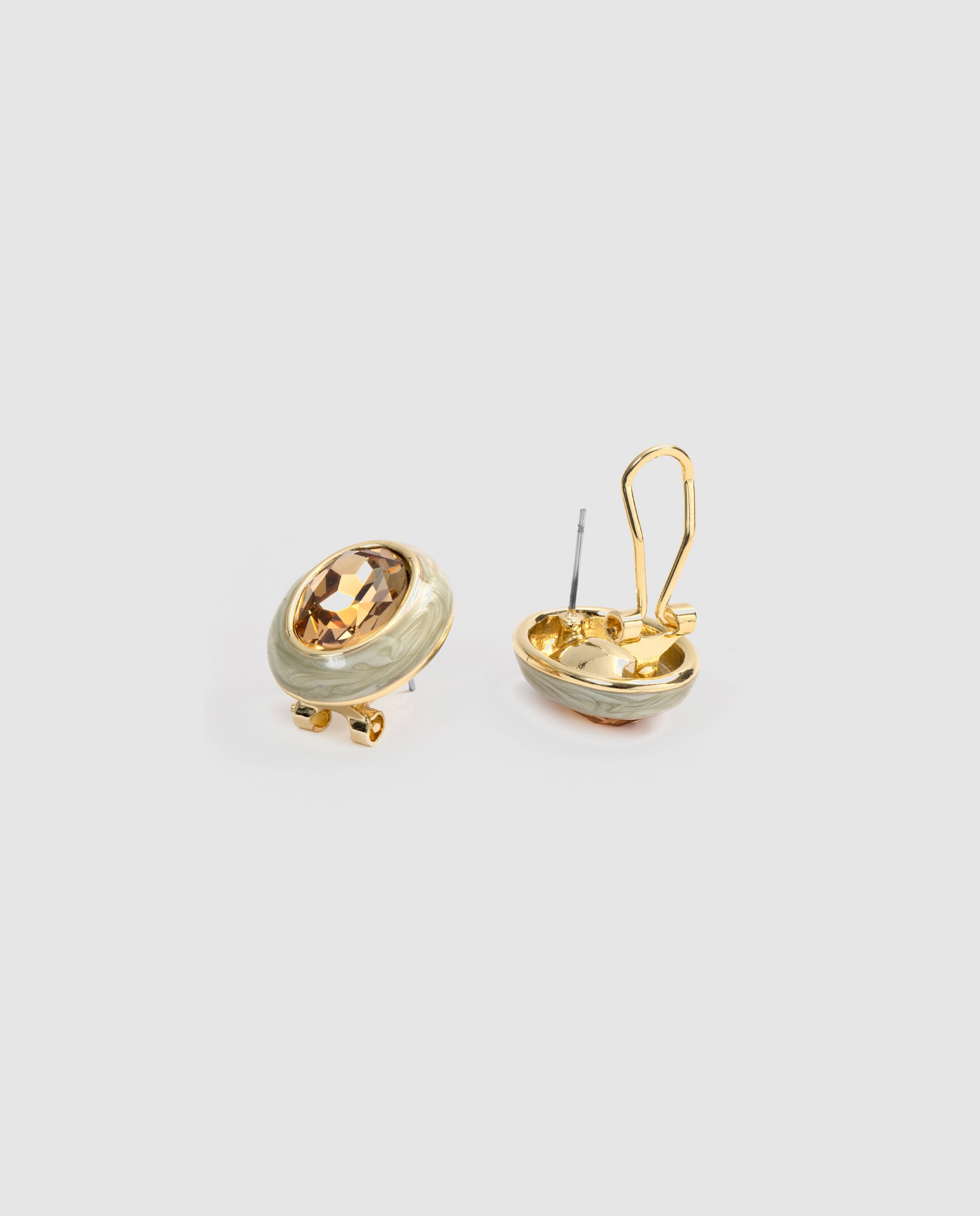 Brincos Africa com Acabamentos em Ouro Amarelo de 18k Castanho-3