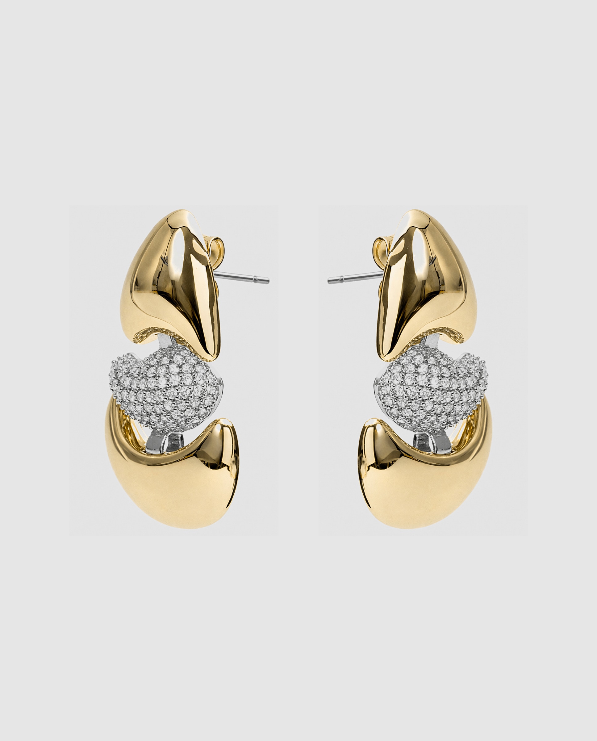 Brincos Africa com Zircônias Brilhantes e Acabamentos em Ouro Amarelo de 18k Dourado-2