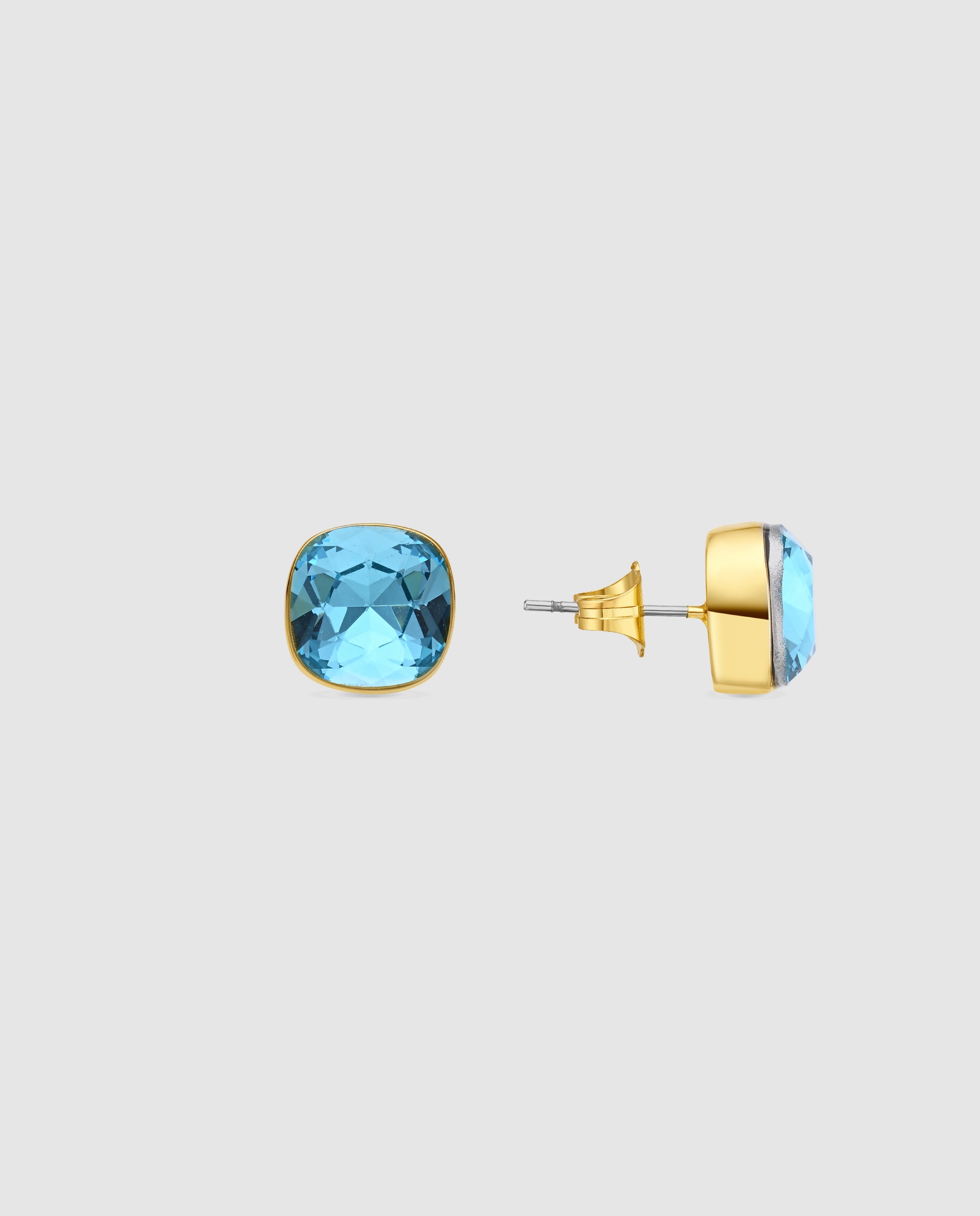 Brincos Africa com Cristal Azul Acabados em Ouro Amarelo de 18k Azul-1