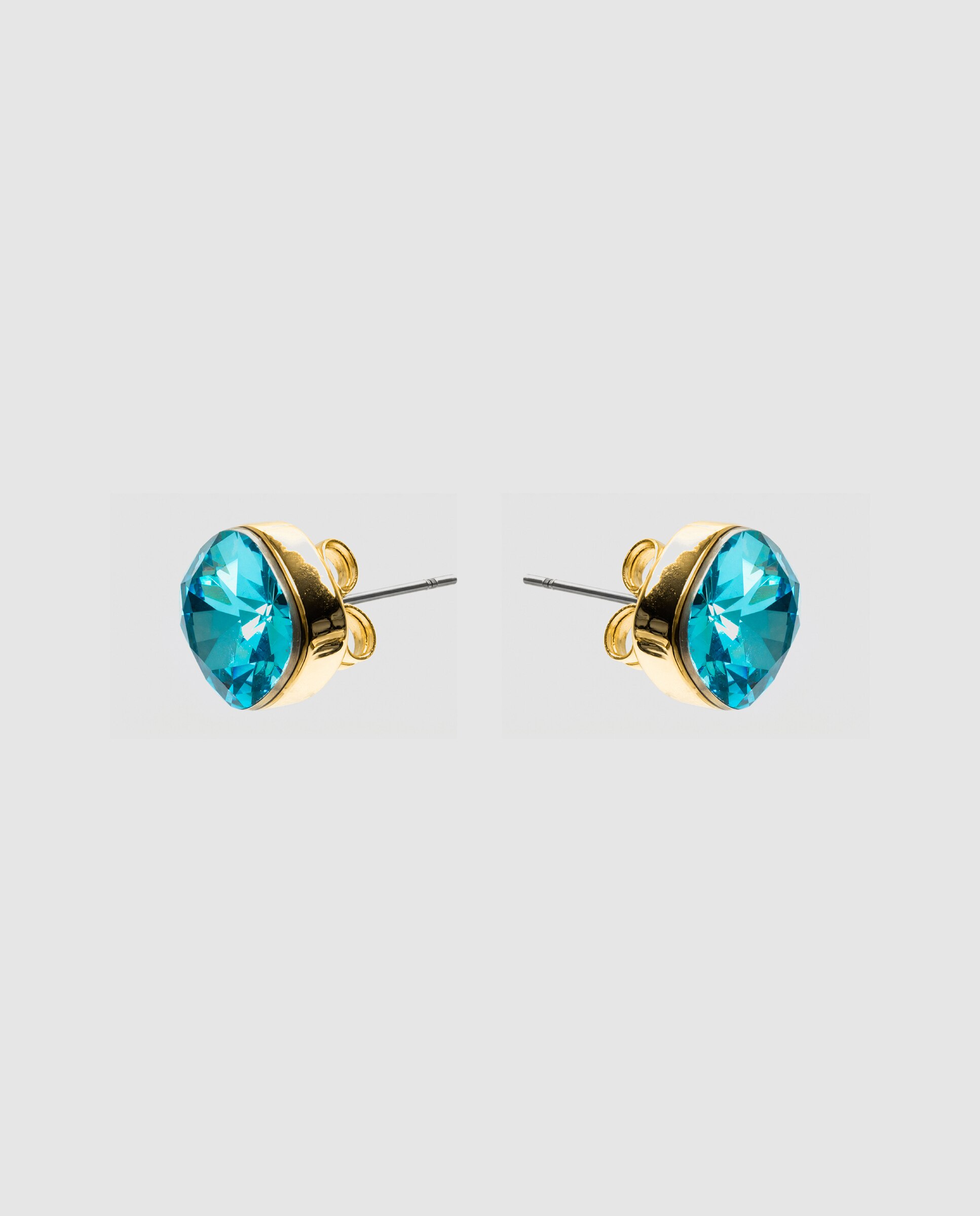 Brincos Africa com Cristal Azul Acabados em Ouro Amarelo de 18k Azul-2