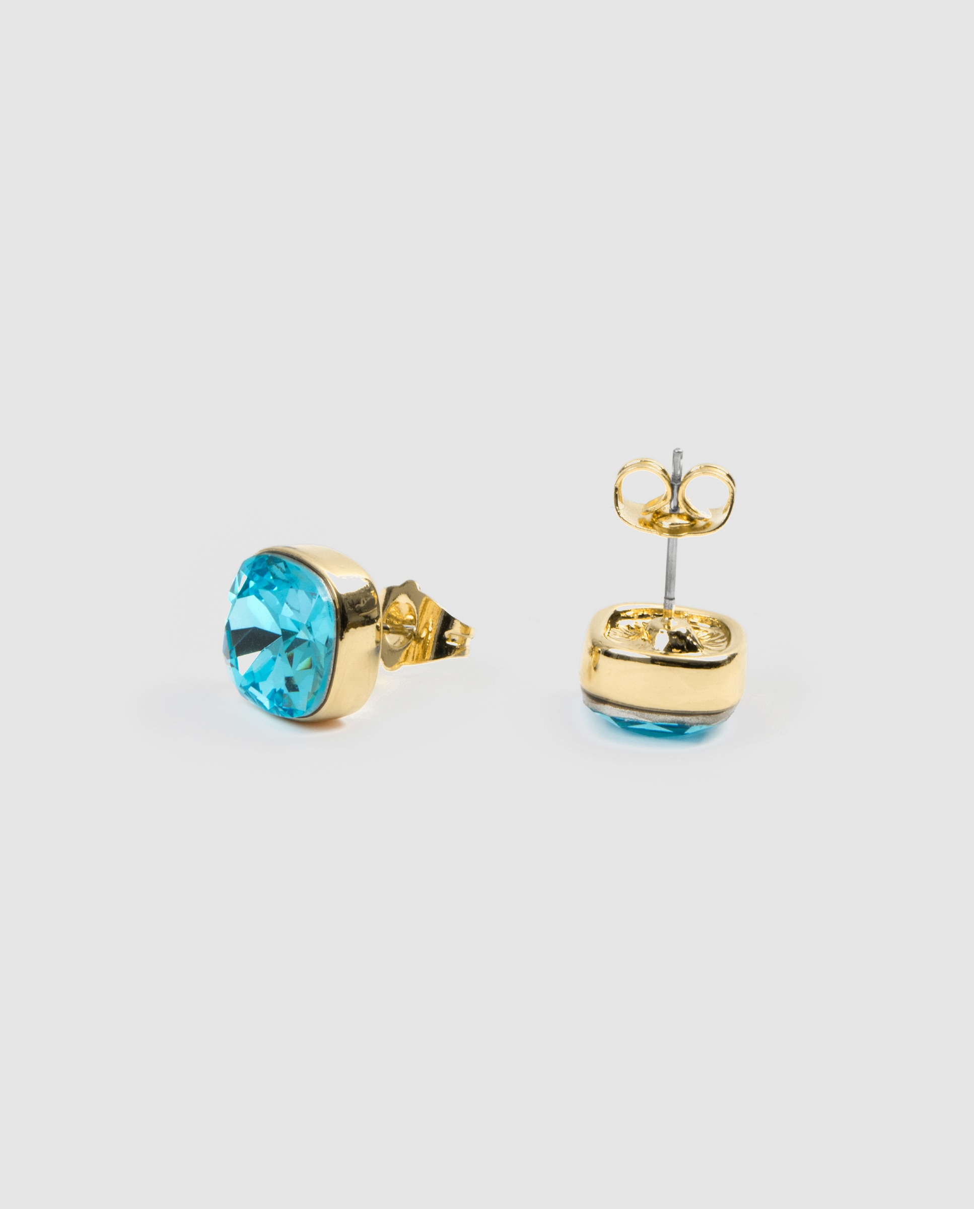 Brincos Africa com Cristal Azul Acabados em Ouro Amarelo de 18k Azul-3