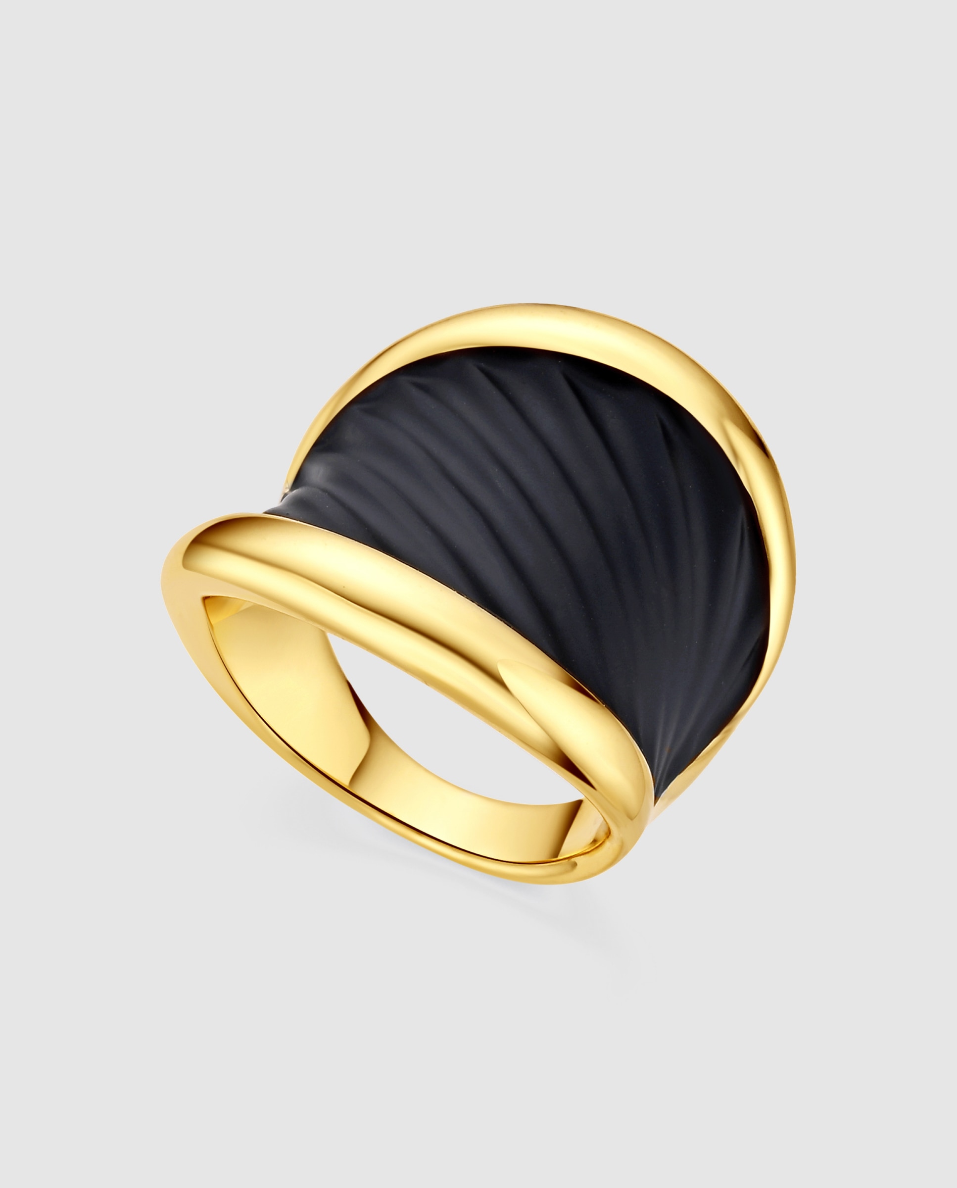 Anel Africa com Acabamento em Ouro Amarelo 18k e Lacado em Preto Preto-1