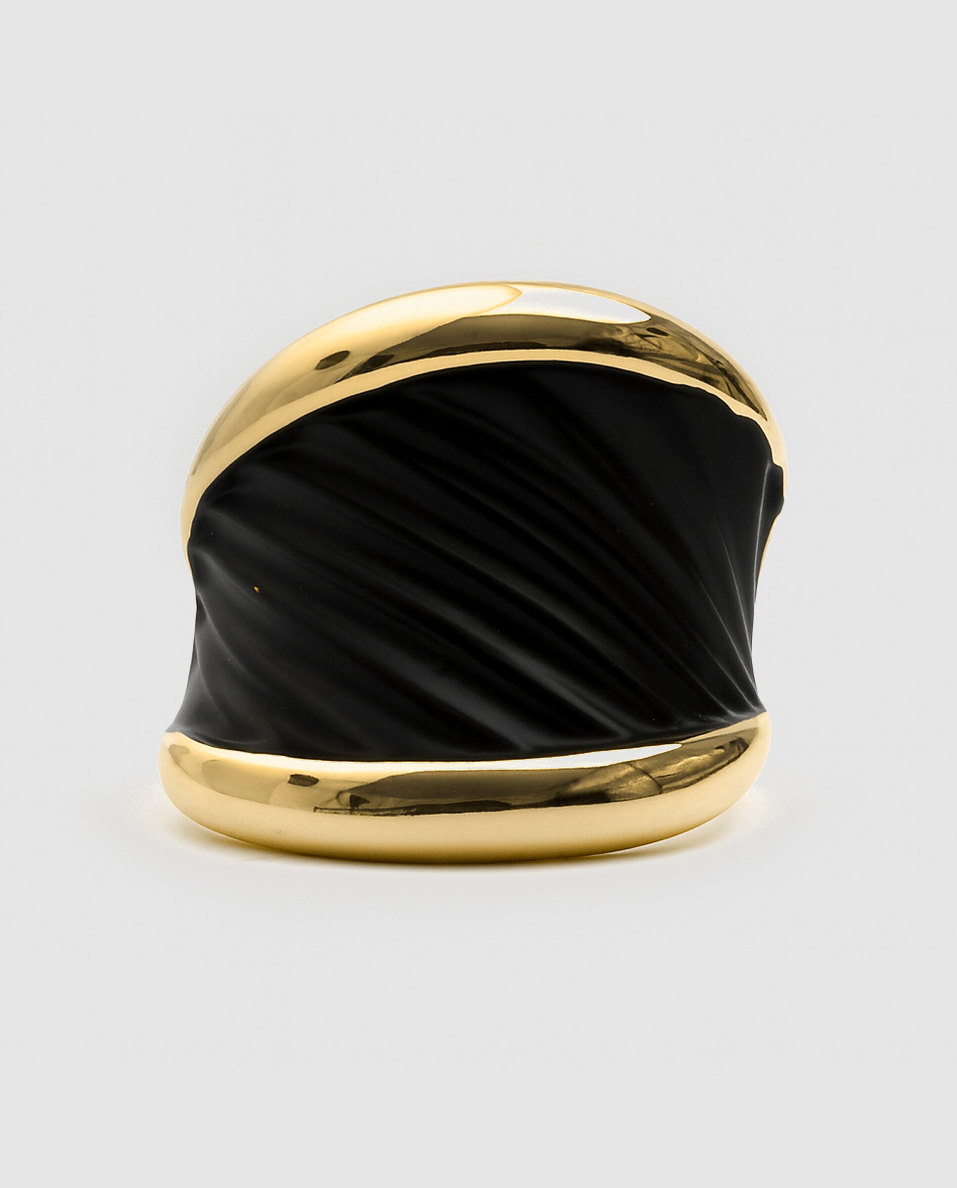 Anel Africa com Acabamento em Ouro Amarelo 18k e Lacado em Preto Preto-6