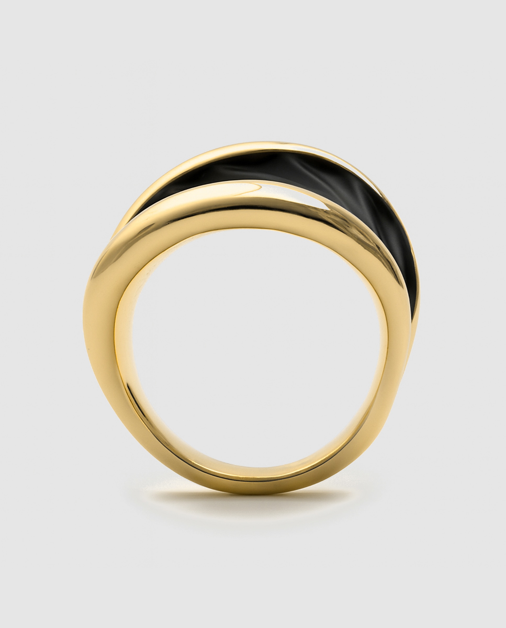 Anel Africa com Acabamento em Ouro Amarelo 18k e Lacado em Preto Preto-7