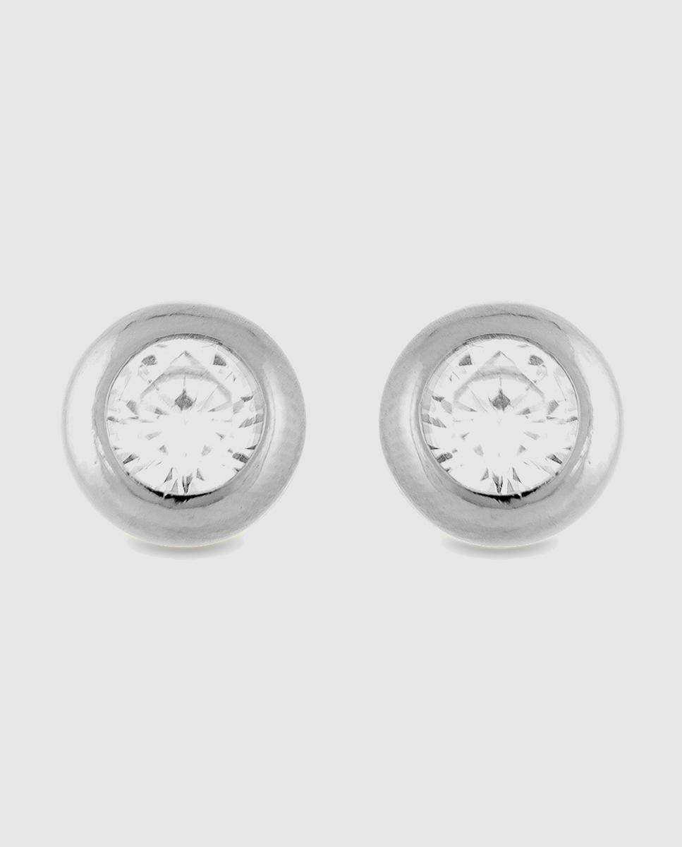 Brincos Essential de Prata de Lei 925 com Acabamento em Ródio e Zirconita Brilhante Prata brilhante / Transparente-1
