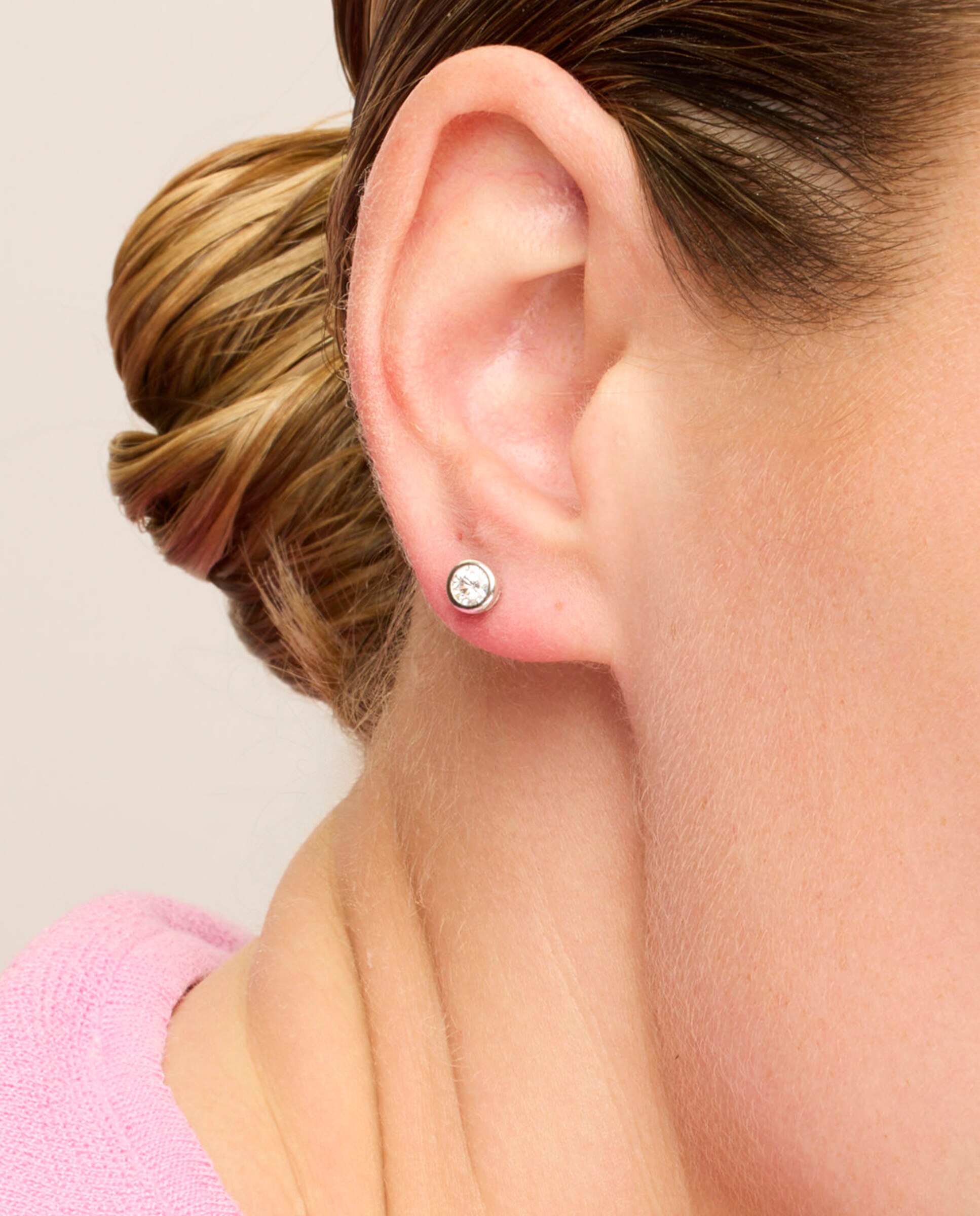 Brincos Essential de Prata de Lei 925 com Acabamento em Ródio e Zirconita Brilhante Prata brilhante / Transparente-4