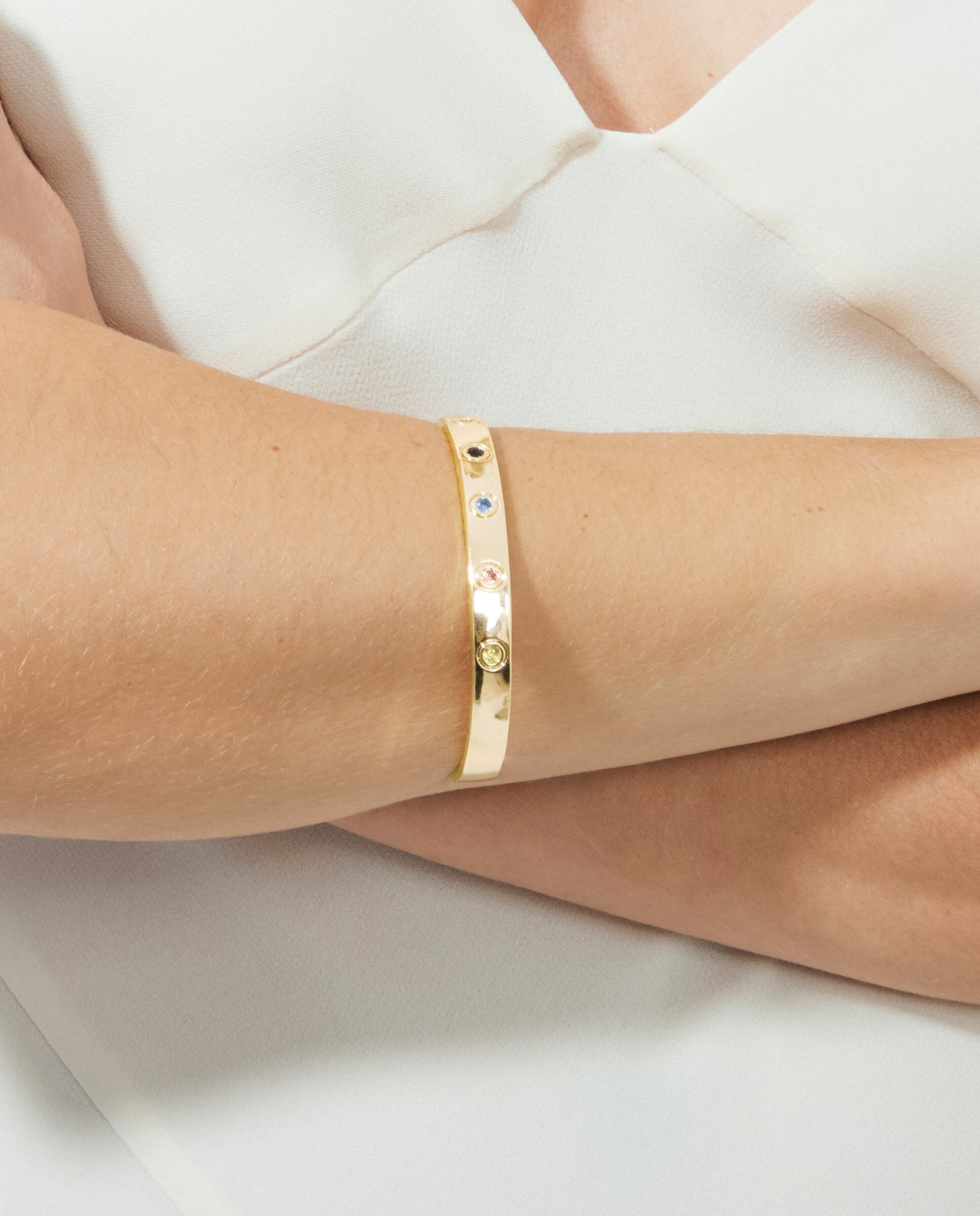 Pulseira África Acabada em Ouro Amarelo de 18 Quilates com Zirconita Multicolor Dourado-4