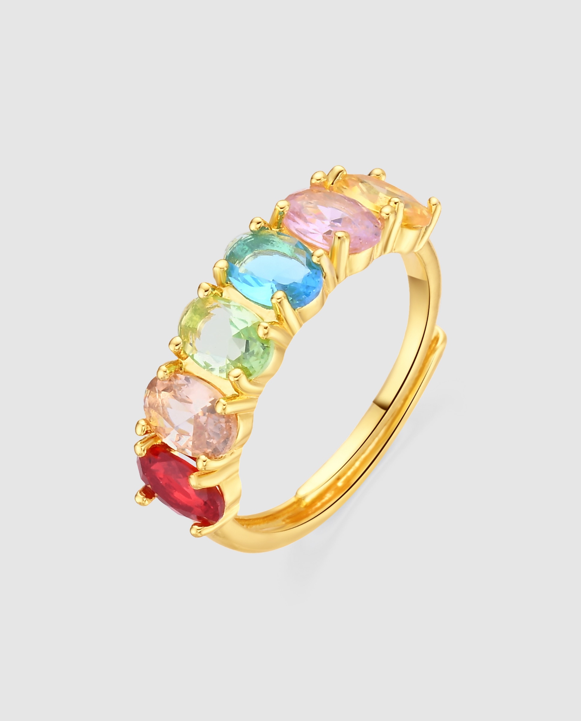 Anel África com Acabamento em Ouro Amarelo de 18 Quilates e Zirconita Multicolor Multicolor-1