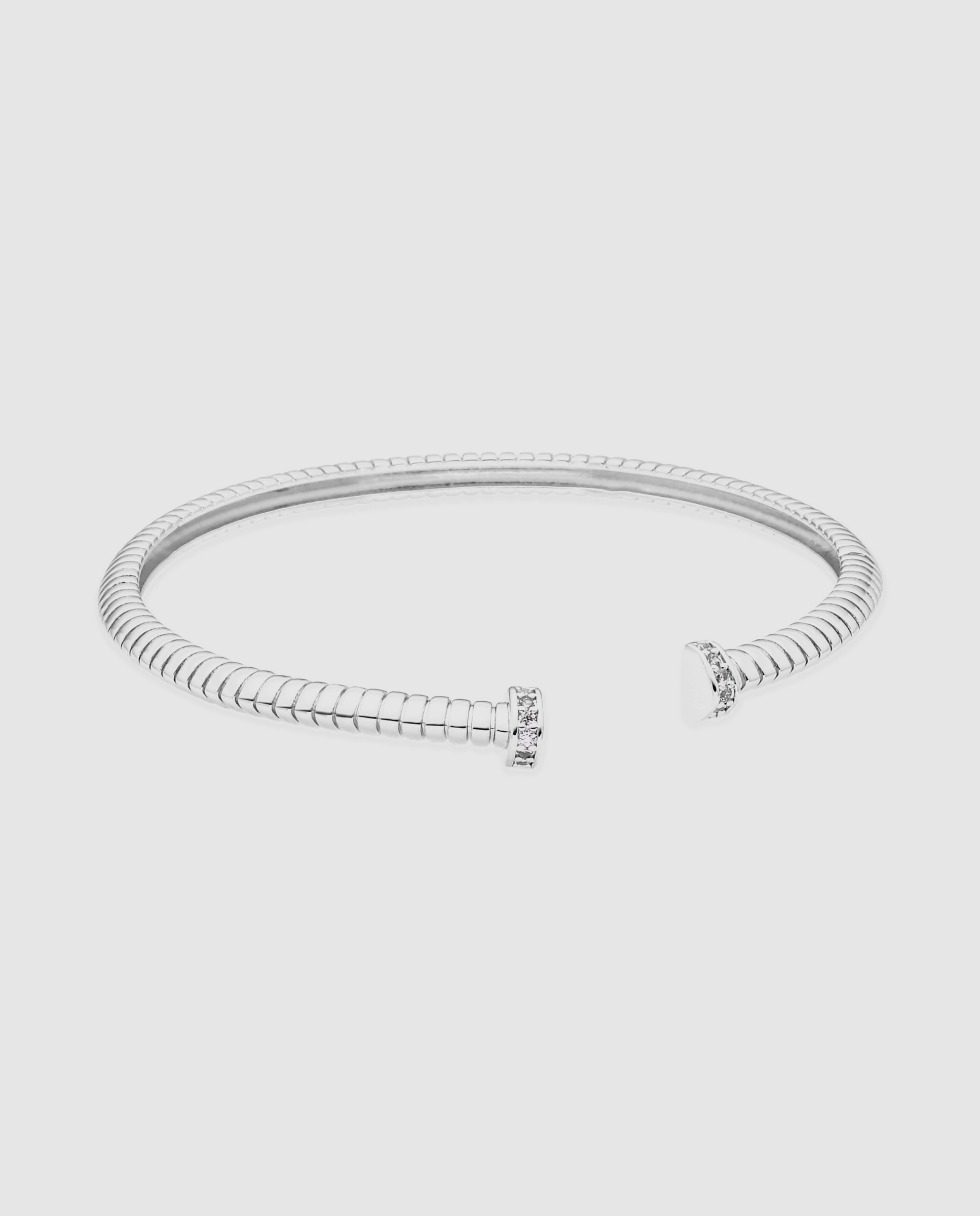 Pulseira África Acabada em Prata com Zirconita Brilhante Prateado-1