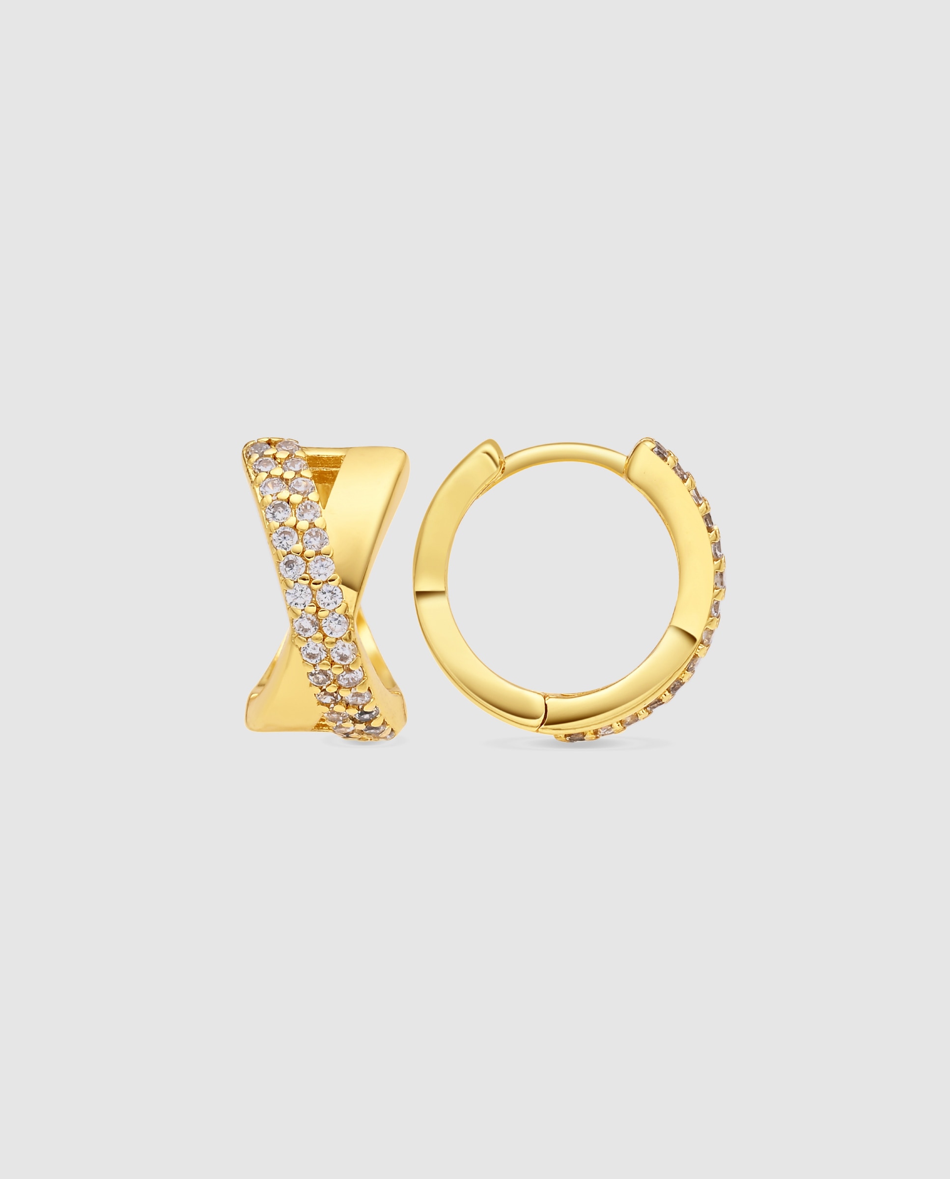 Brincos de Argola Basic com Zirconita Brilhante Acabados em Ouro Amarelo de 18k Dourado-1