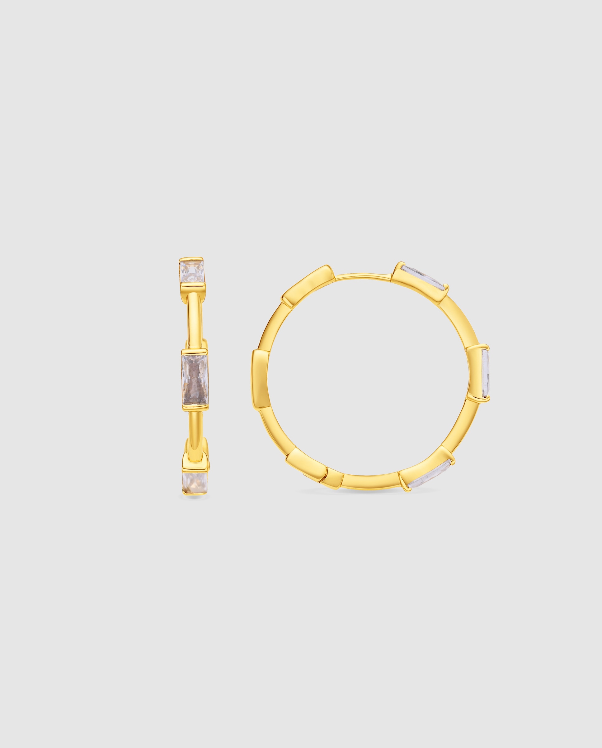 Brincos de Argola Basic com Zirconita Brilhante Acabados em Ouro Amarelo de 18k Dourado-1