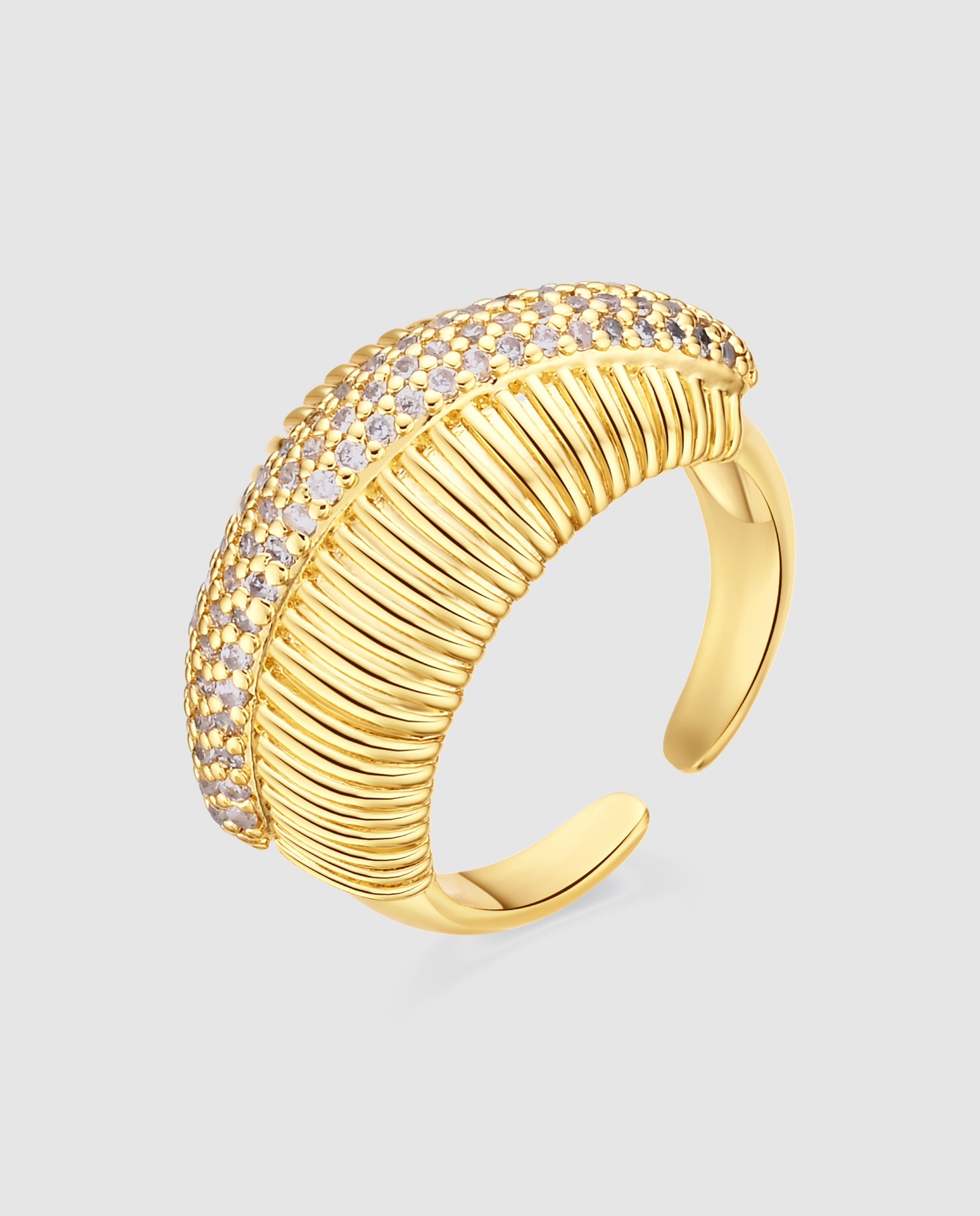 Anel Africa com Zirconita Brilhante em Ouro Amarelo de 18k Dourado-1