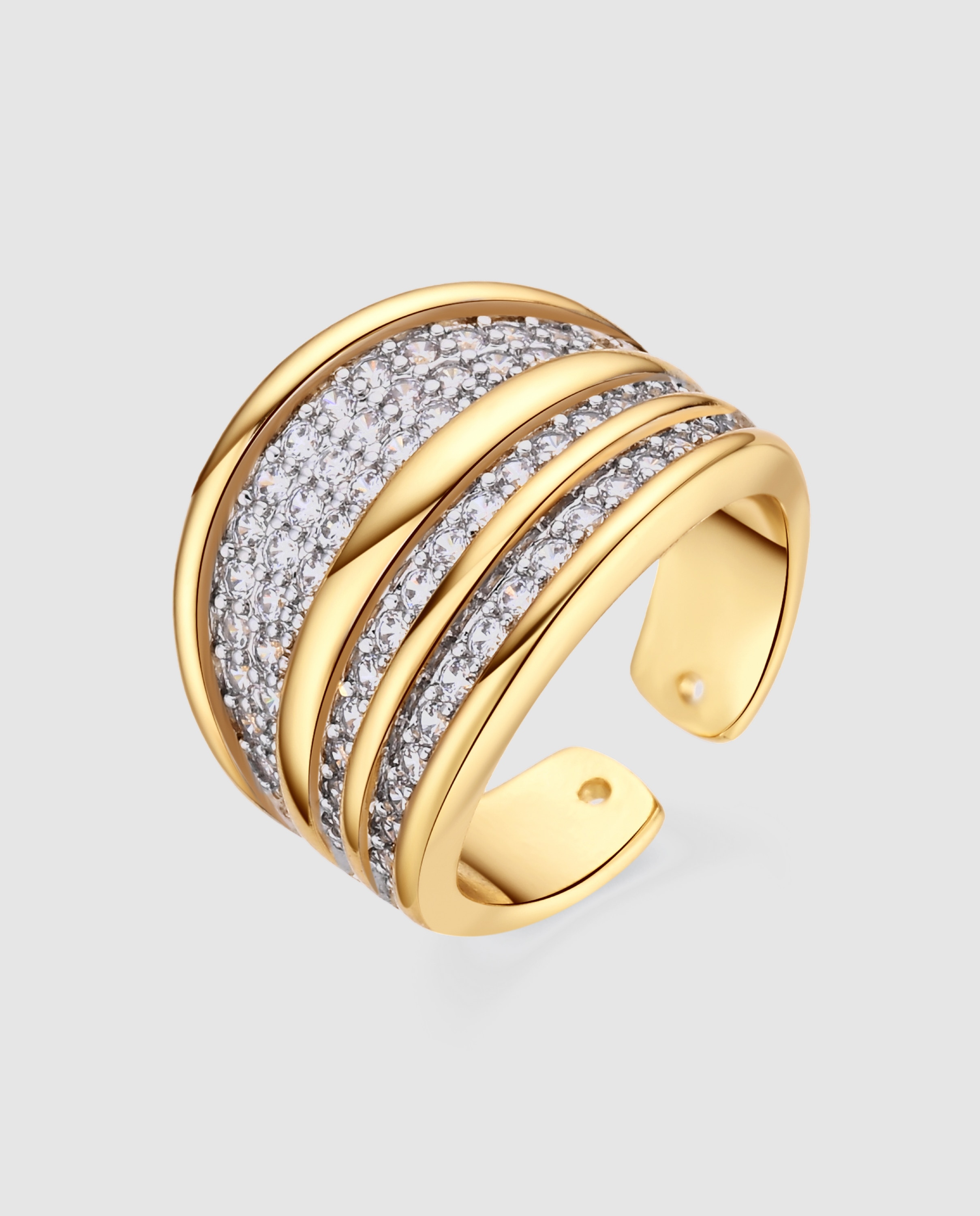 Imagem 0 de Anel Africa com Zirconita Brilhante com Acabamento em Ouro Amarelo de 18k e Ródio