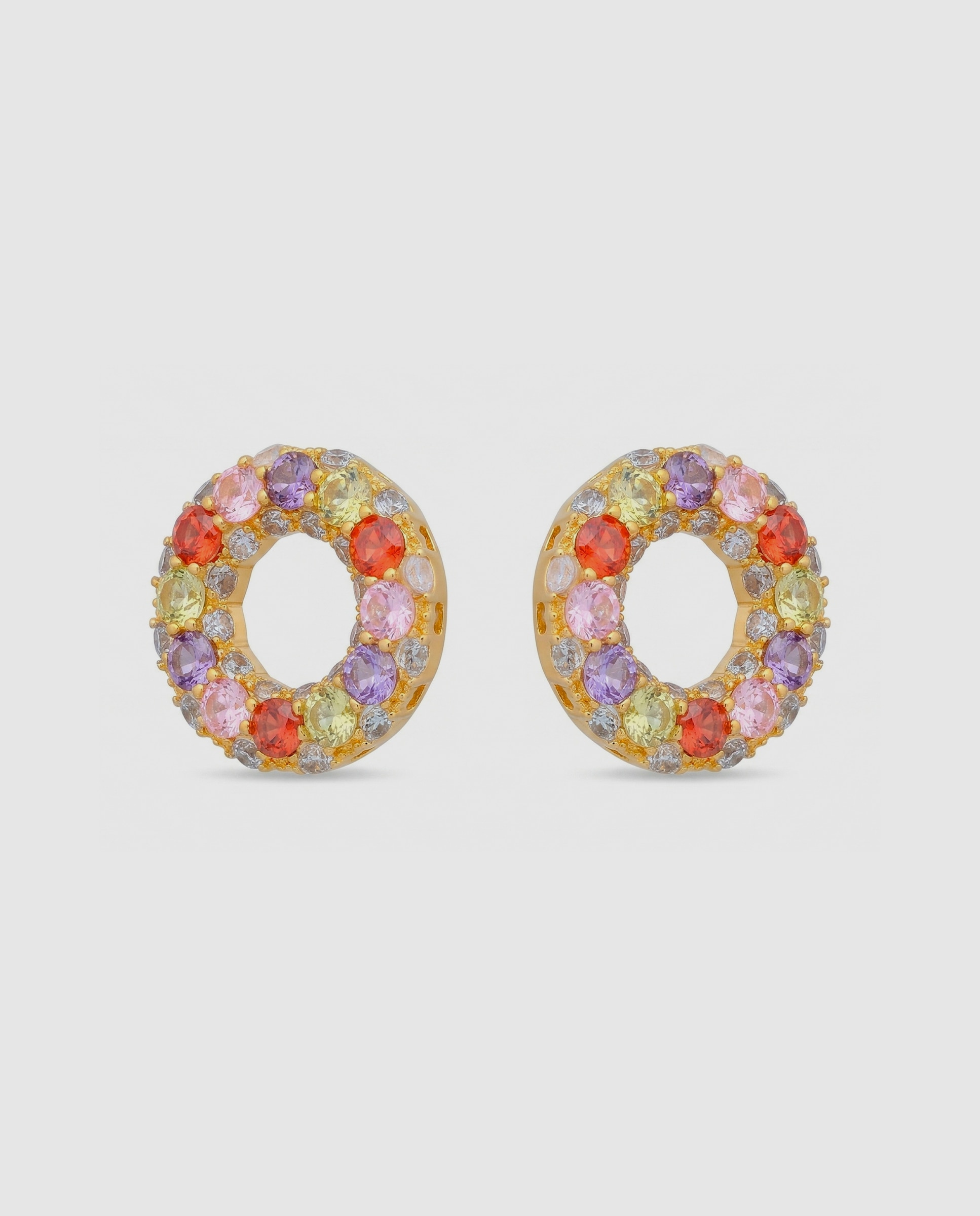 Brincos África com Acabamentos em Ouro Amarelo 18 Quilates e Zirconita Multicolor Multicolor-3