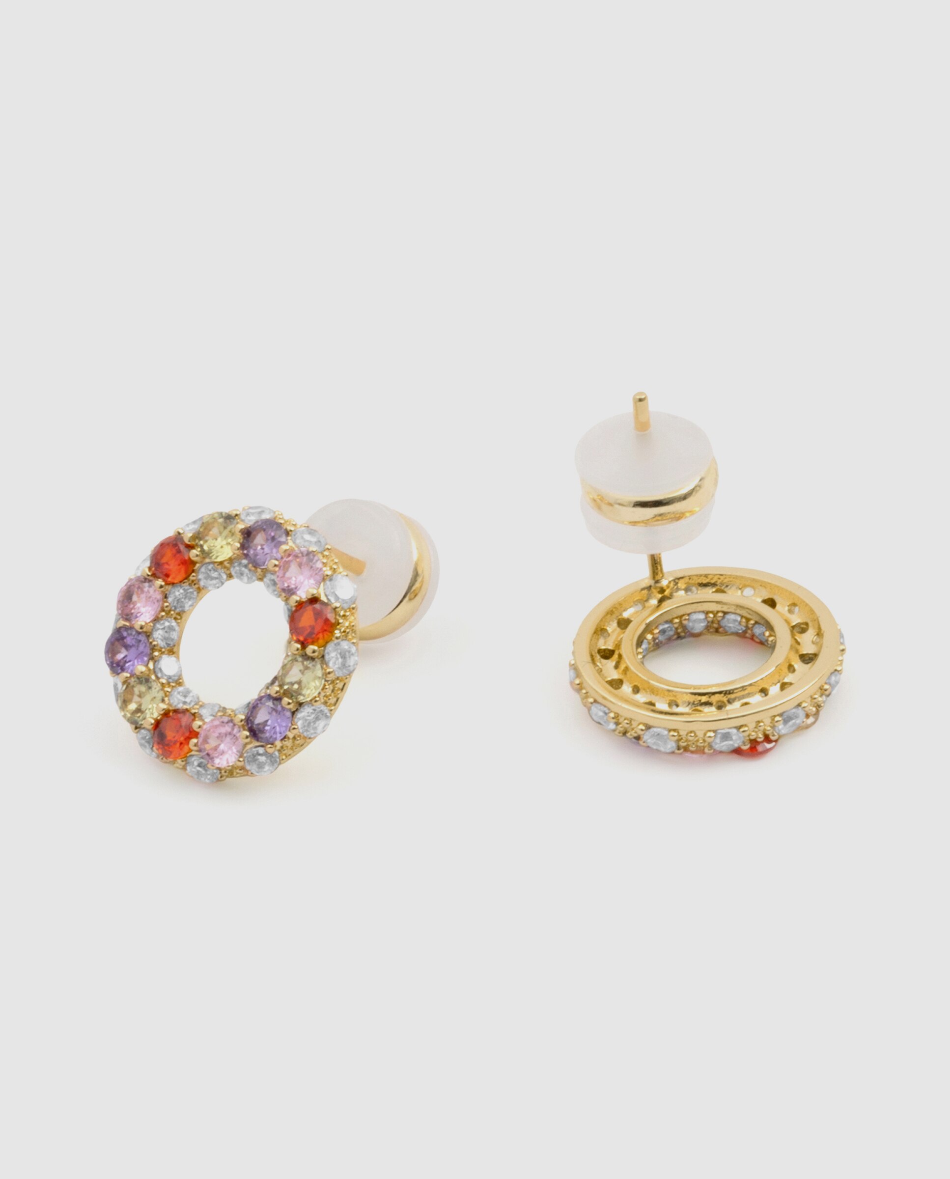 Brincos África com Acabamentos em Ouro Amarelo 18 Quilates e Zirconita Multicolor Multicolor-6