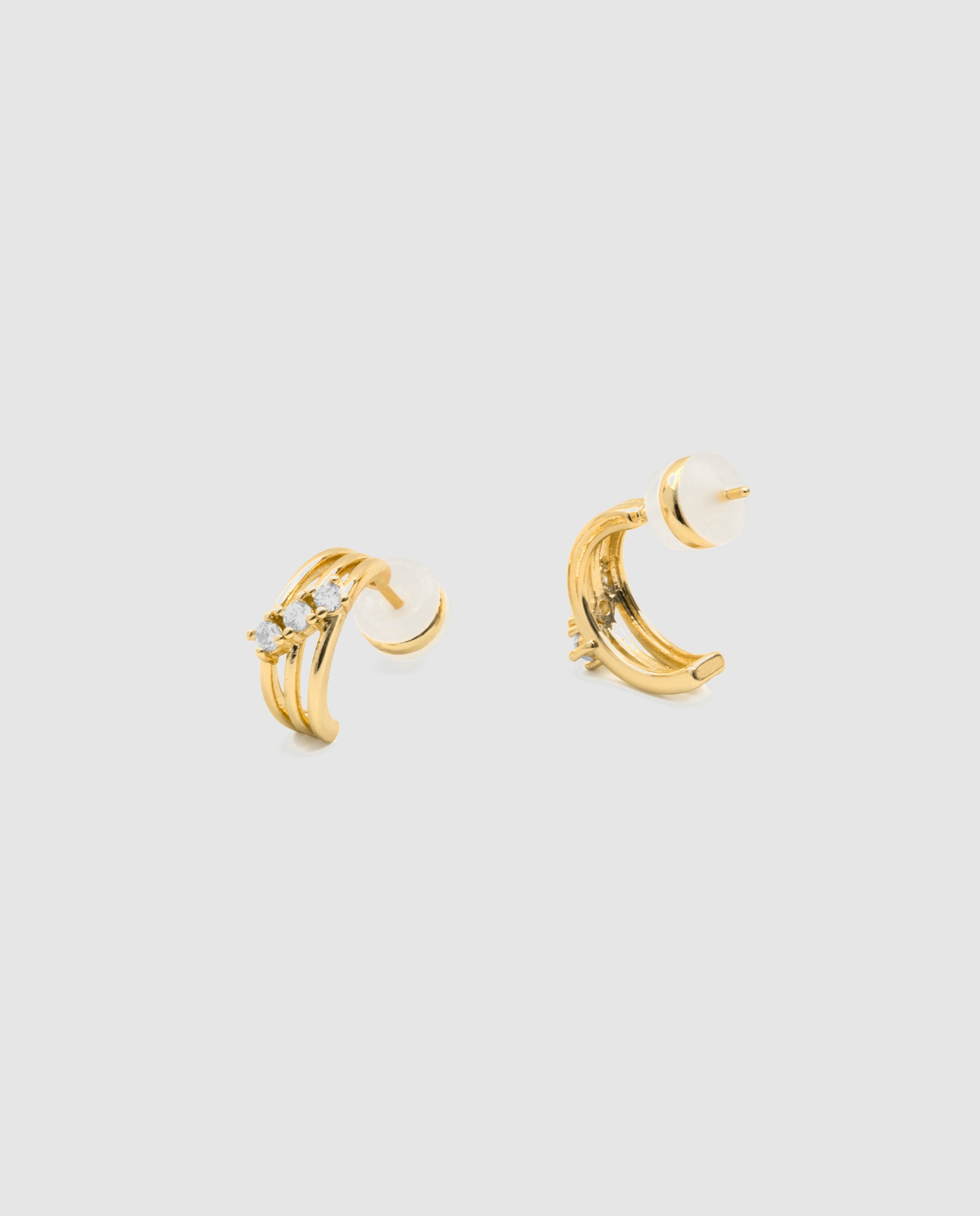 Brincos de Argola Basic com Zirconita Brilhante Acabados em Ouro Amarelo de 18k Dourado-3