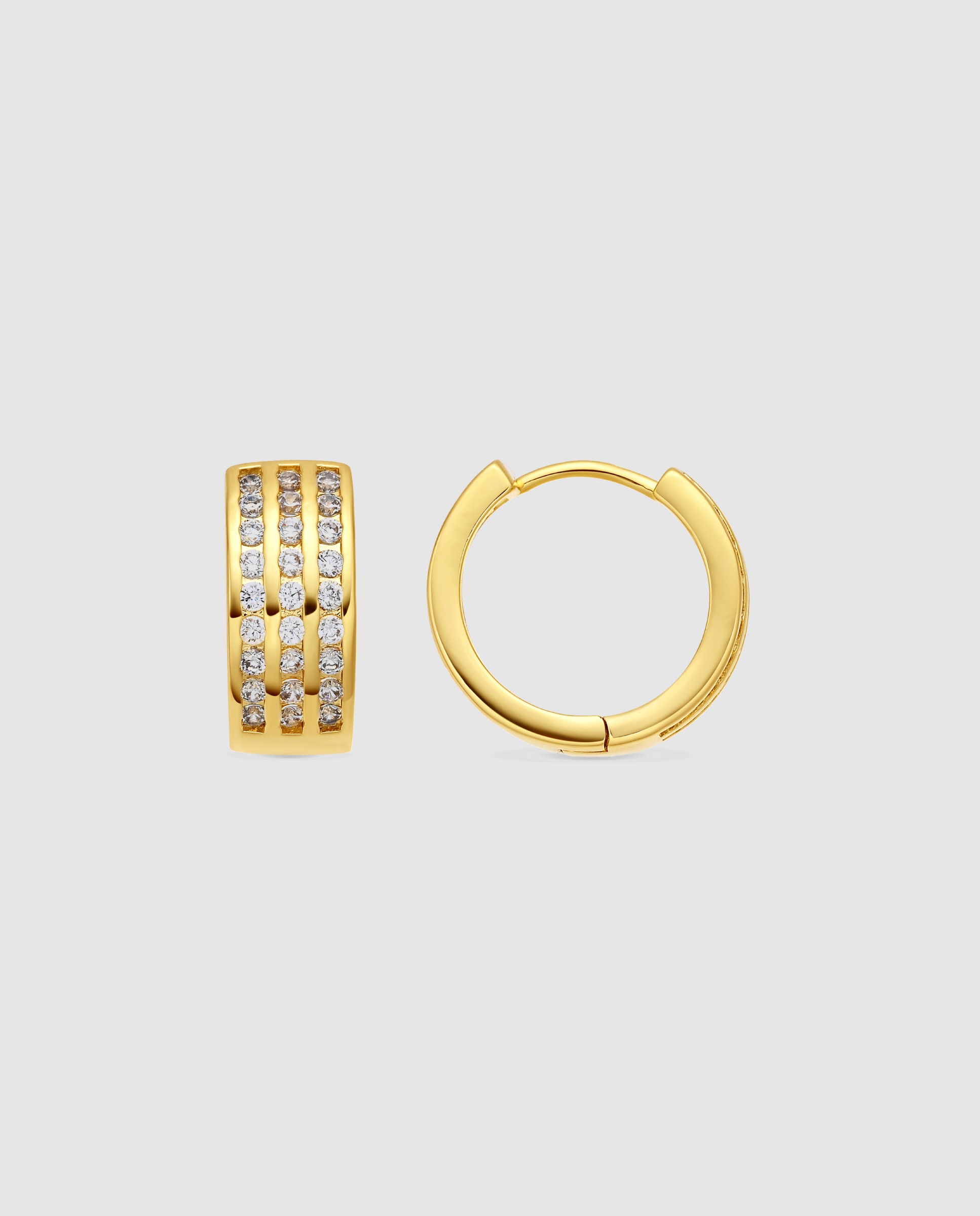 Brincos de Argola Basic com Zirconita Brilhante Acabados em Ouro Amarelo de 18k Dourado-1