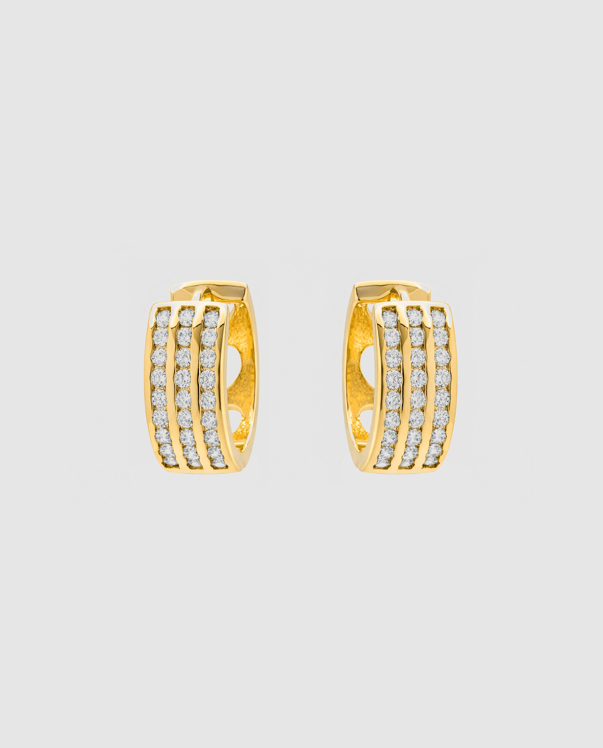 Brincos de Argola Basic com Zirconita Brilhante Acabados em Ouro Amarelo de 18k Dourado-2