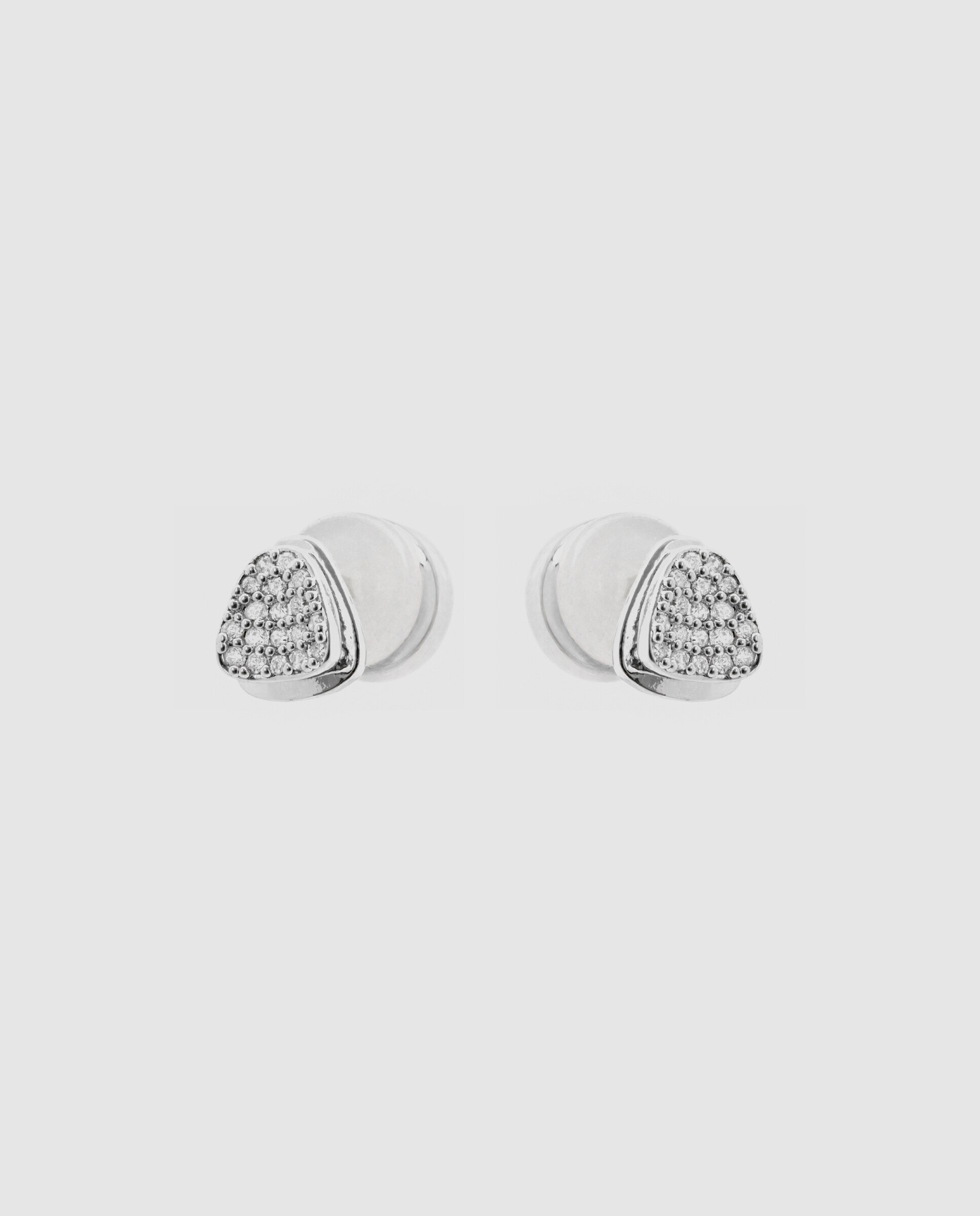 Brincos África Acabados em Prata com Zirconita Brilhante Prateado-3