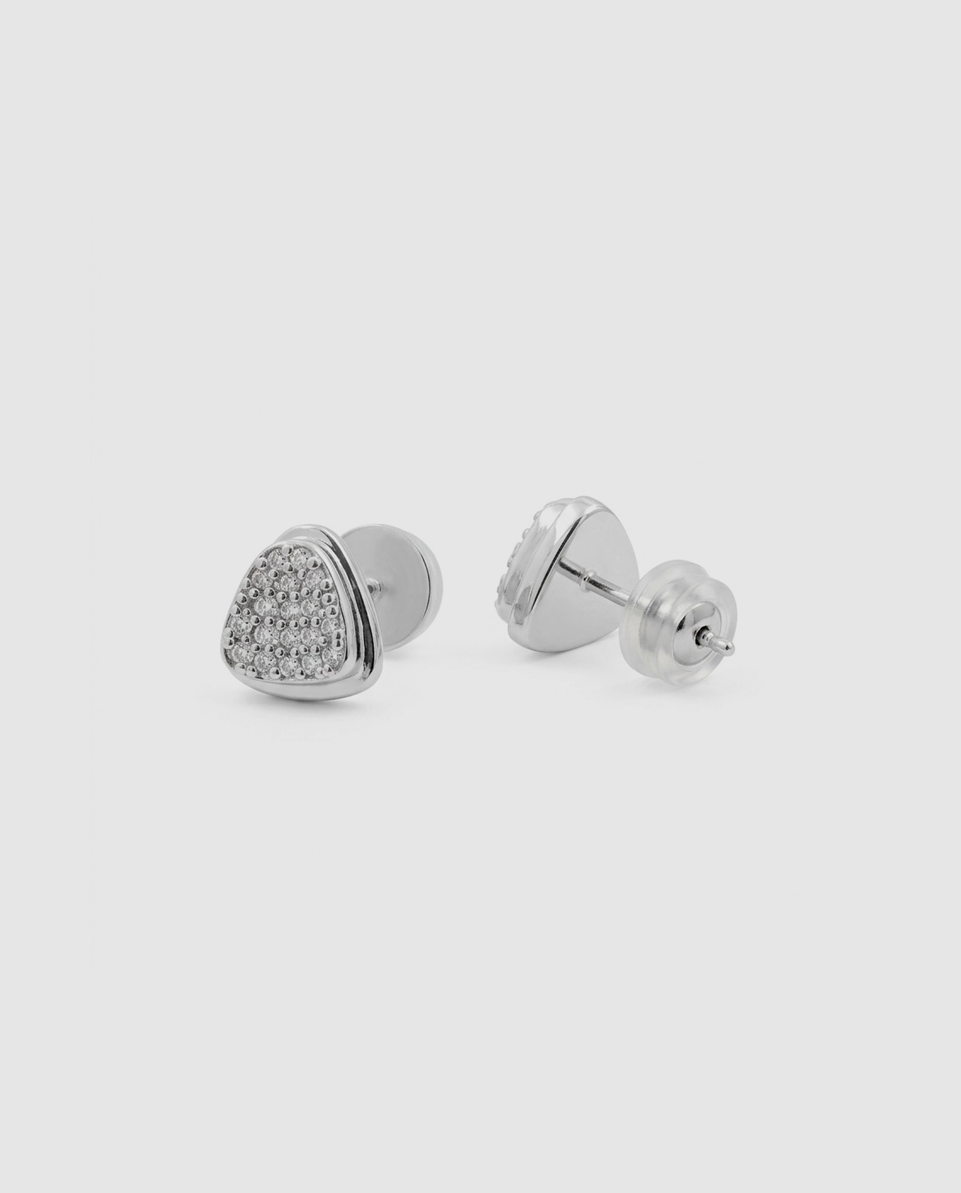 Brincos África Acabados em Prata com Zirconita Brilhante Prateado-6