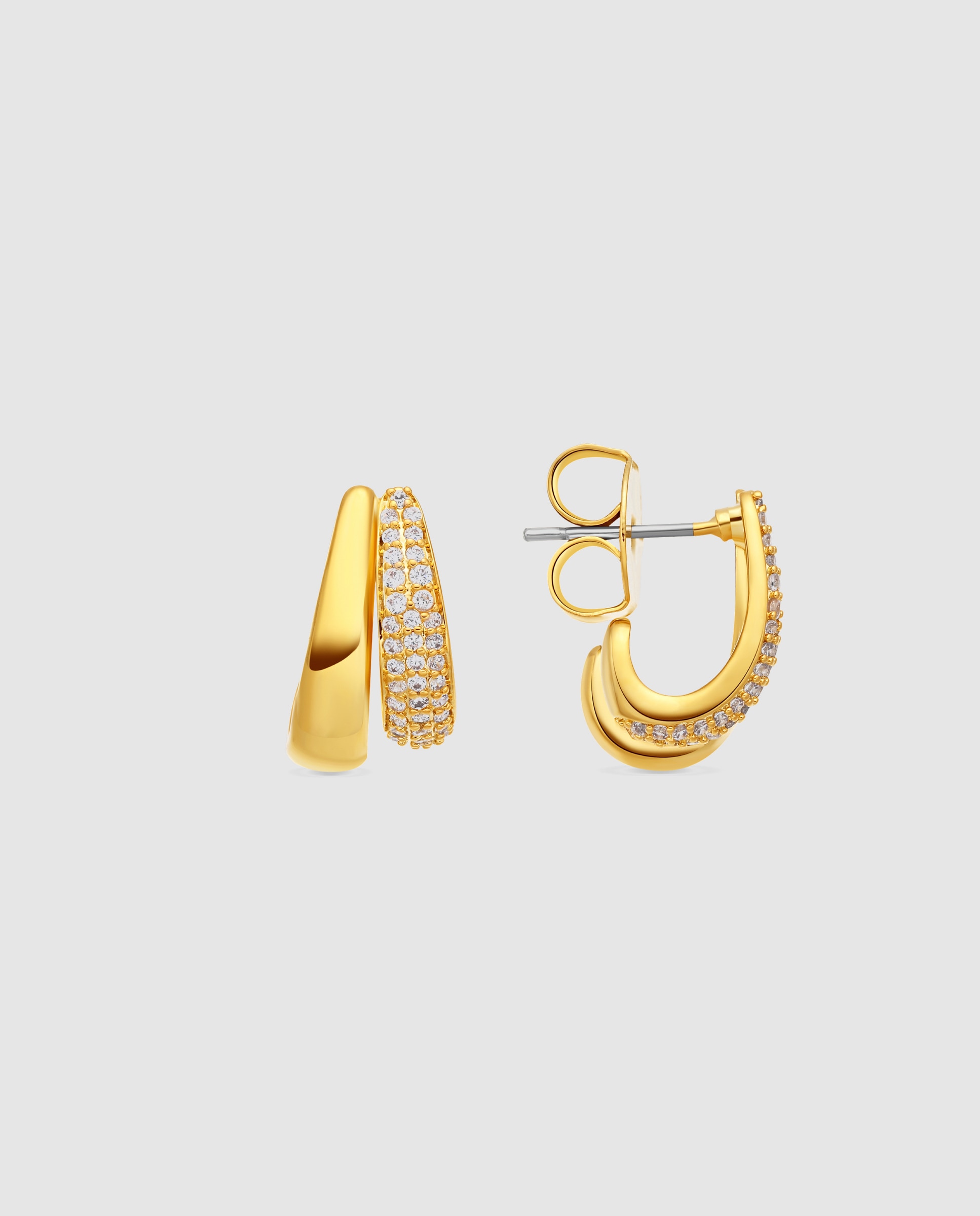 Brincos Basic com Zirconita Brilhante Acabados em Ouro Amarelo de 18k Dourado-1