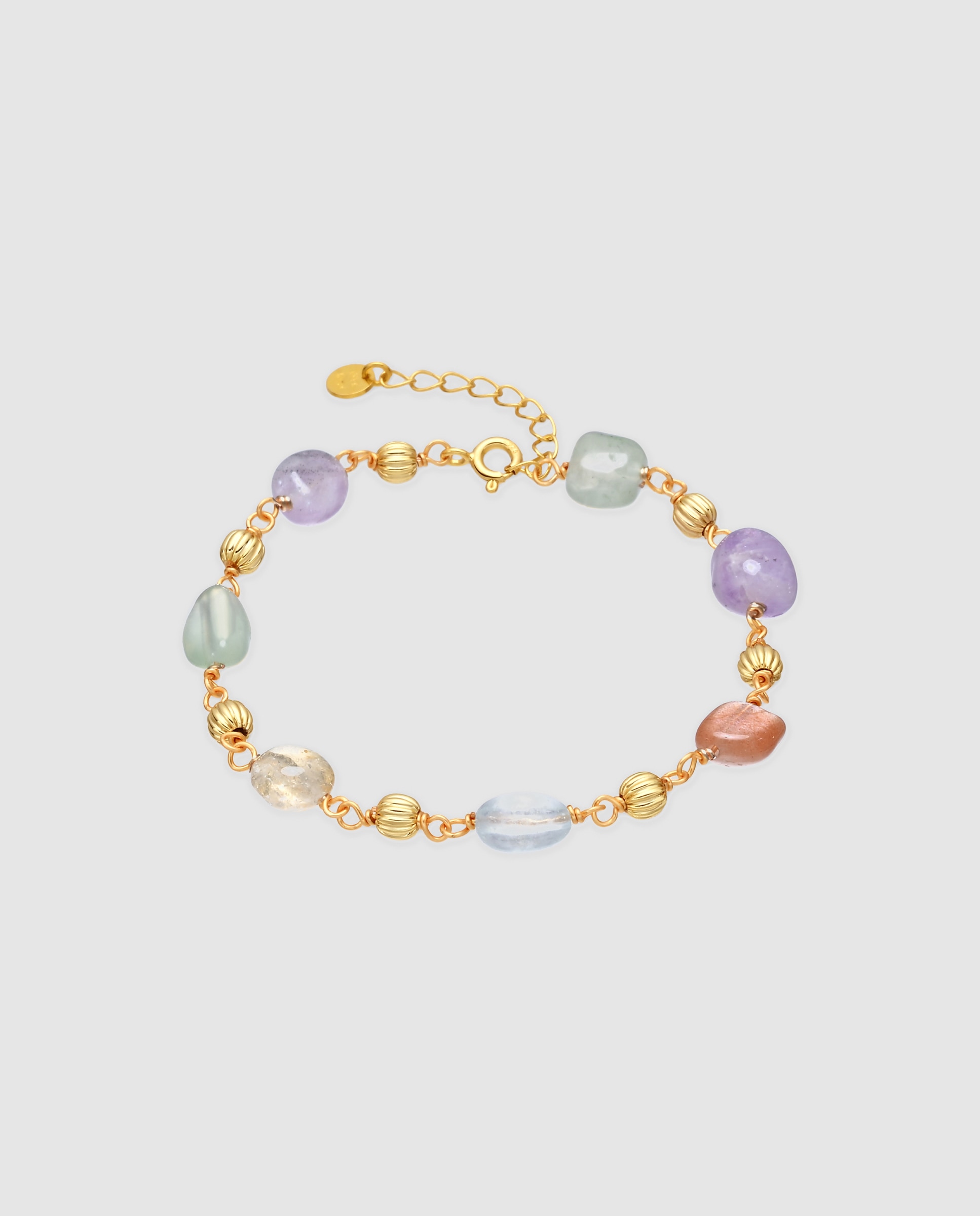 Pulseira de Corrente Atelier com Fecho de Prata de Lei 925 com Natural Multicolor Acabada em Ouro Amarelo de 18k Multicolor-1