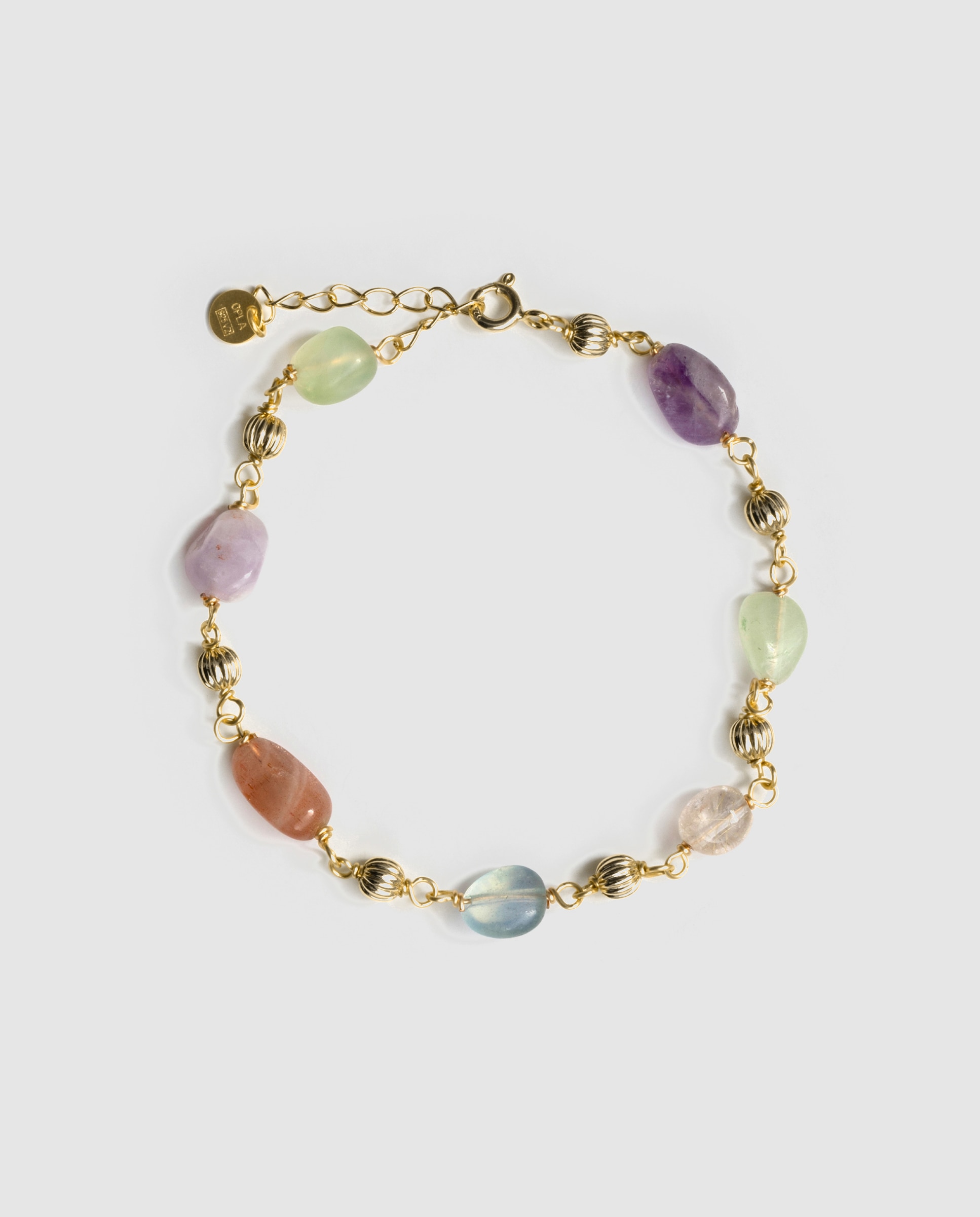 Pulseira de Corrente Atelier com Fecho de Prata de Lei 925 com Natural Multicolor Acabada em Ouro Amarelo de 18k Multicolor-2
