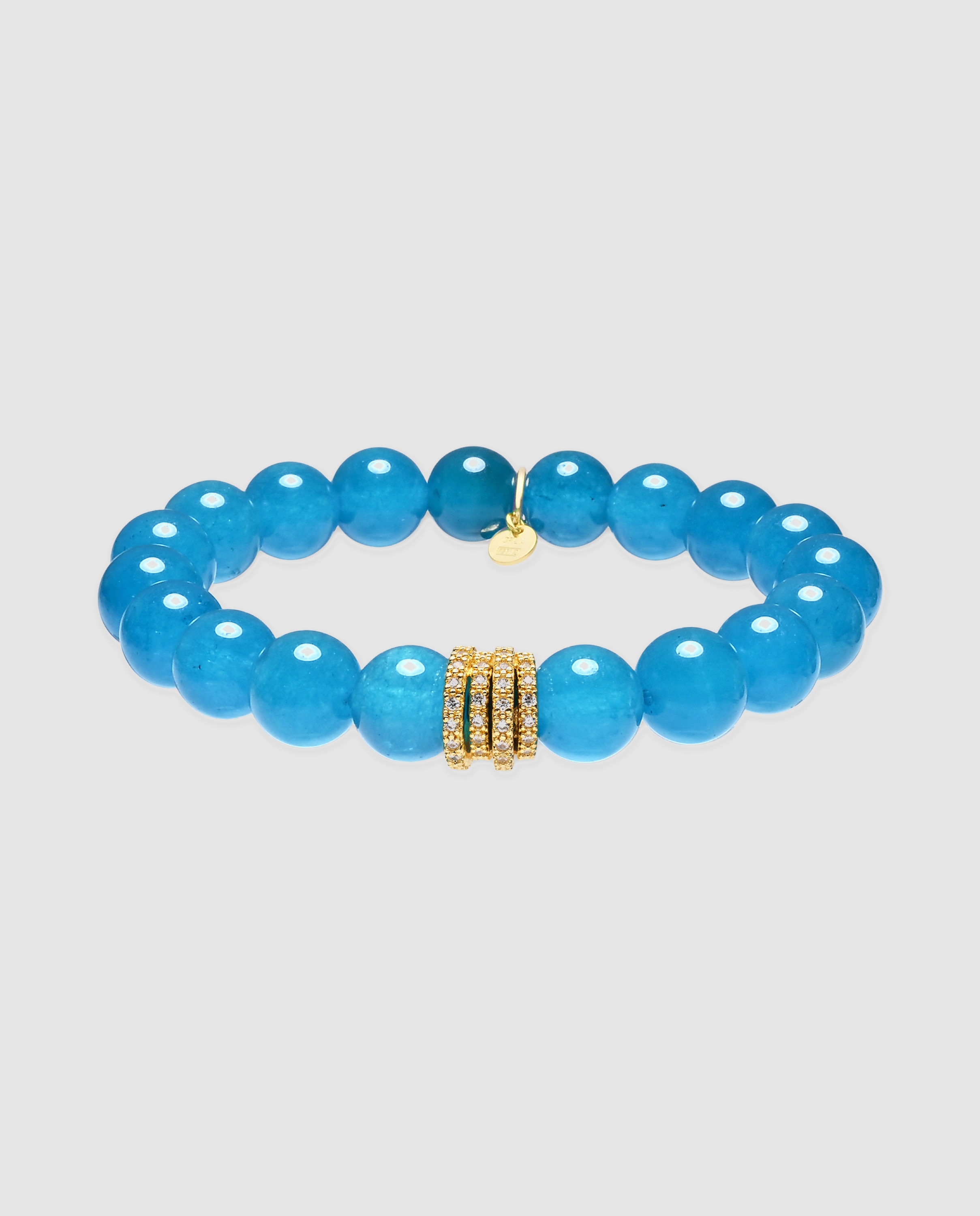 Imagem 0 de Pulseira Trendy com Fecho de Prata de Lei 925 com Cristal Azul Acabada em Ouro Amarelo de 18k