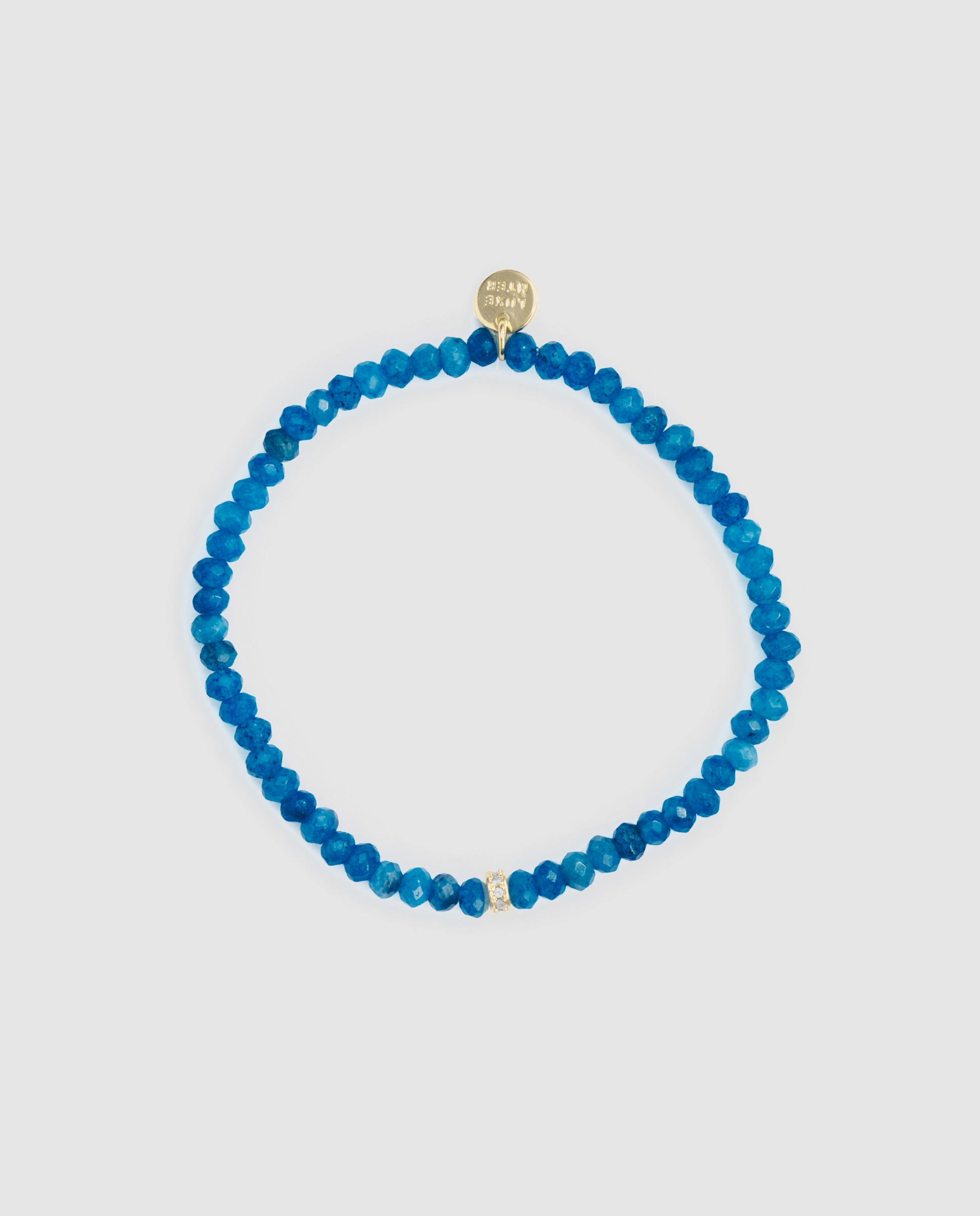 Pulseira de Corrente Africa com Cristal Azul Acabada em Ouro Amarelo 18k Azul-2