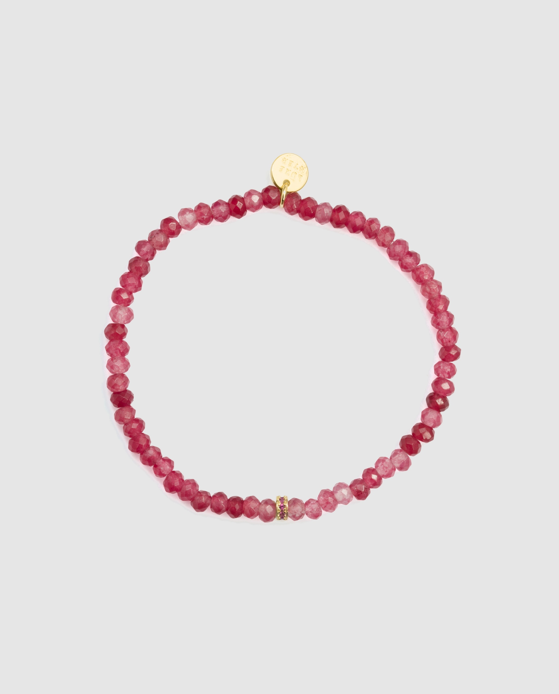 Pulseira de Corrente Africa com Cristal Fúcsia Acabada em Ouro Amarelo de 18k Rosa-2