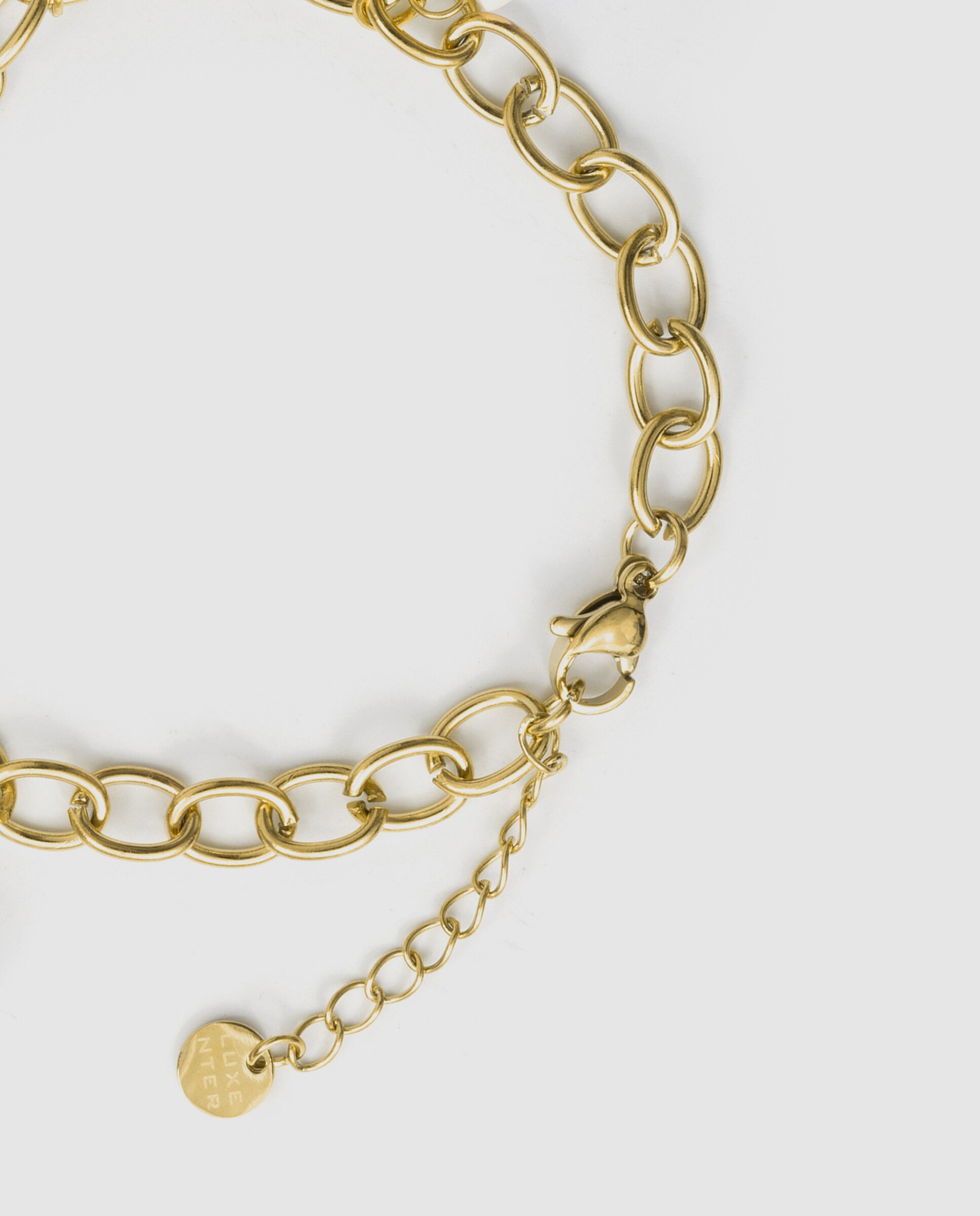 Pulseira com Charms Boho de Aço Acabada em Ouro Amarelo 18 Quilates com Pérola Branca Pérola-7