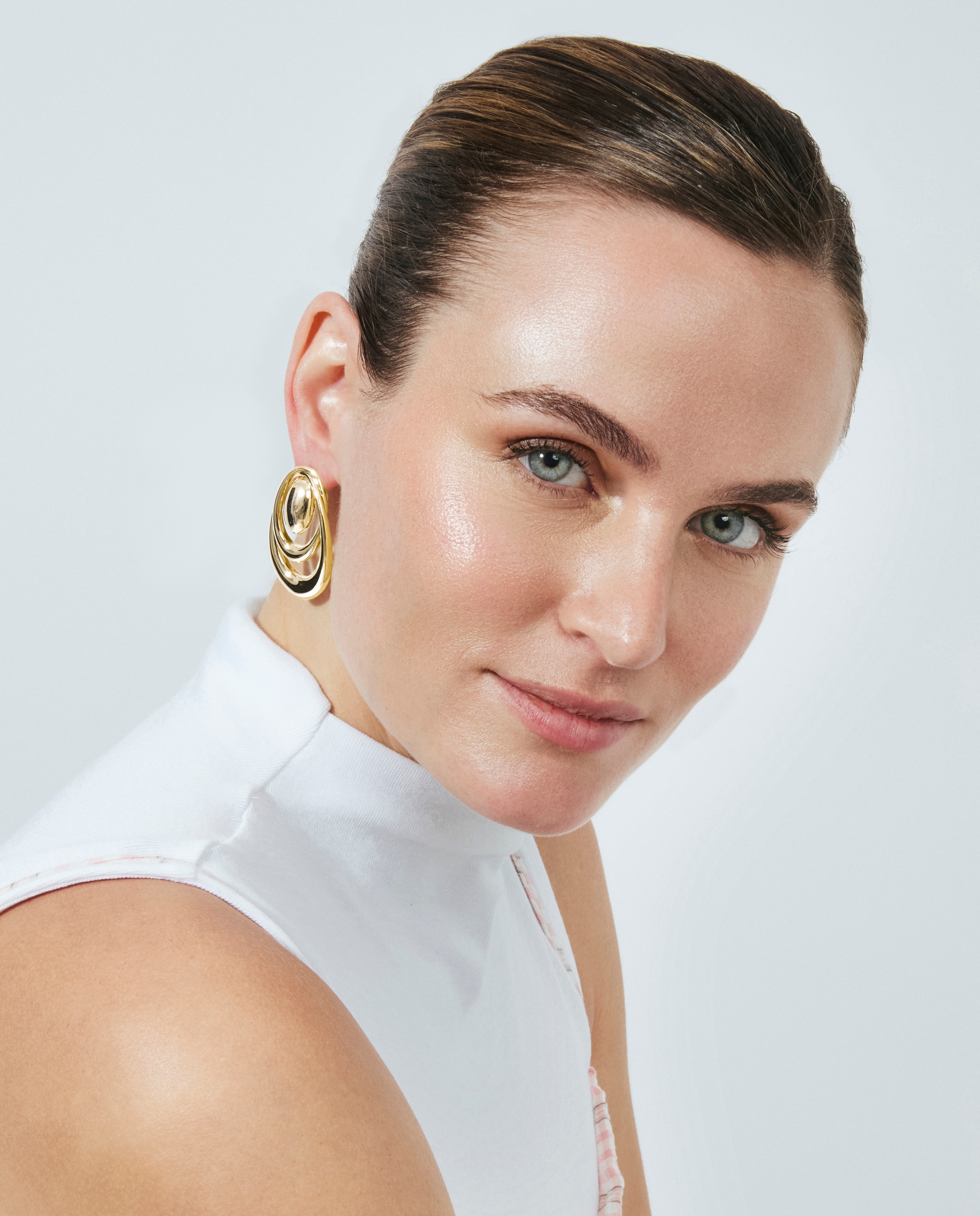 Brincos Boho de Aço com Acabamentos em Ouro Amarelo 18 Quilates Dourado-2