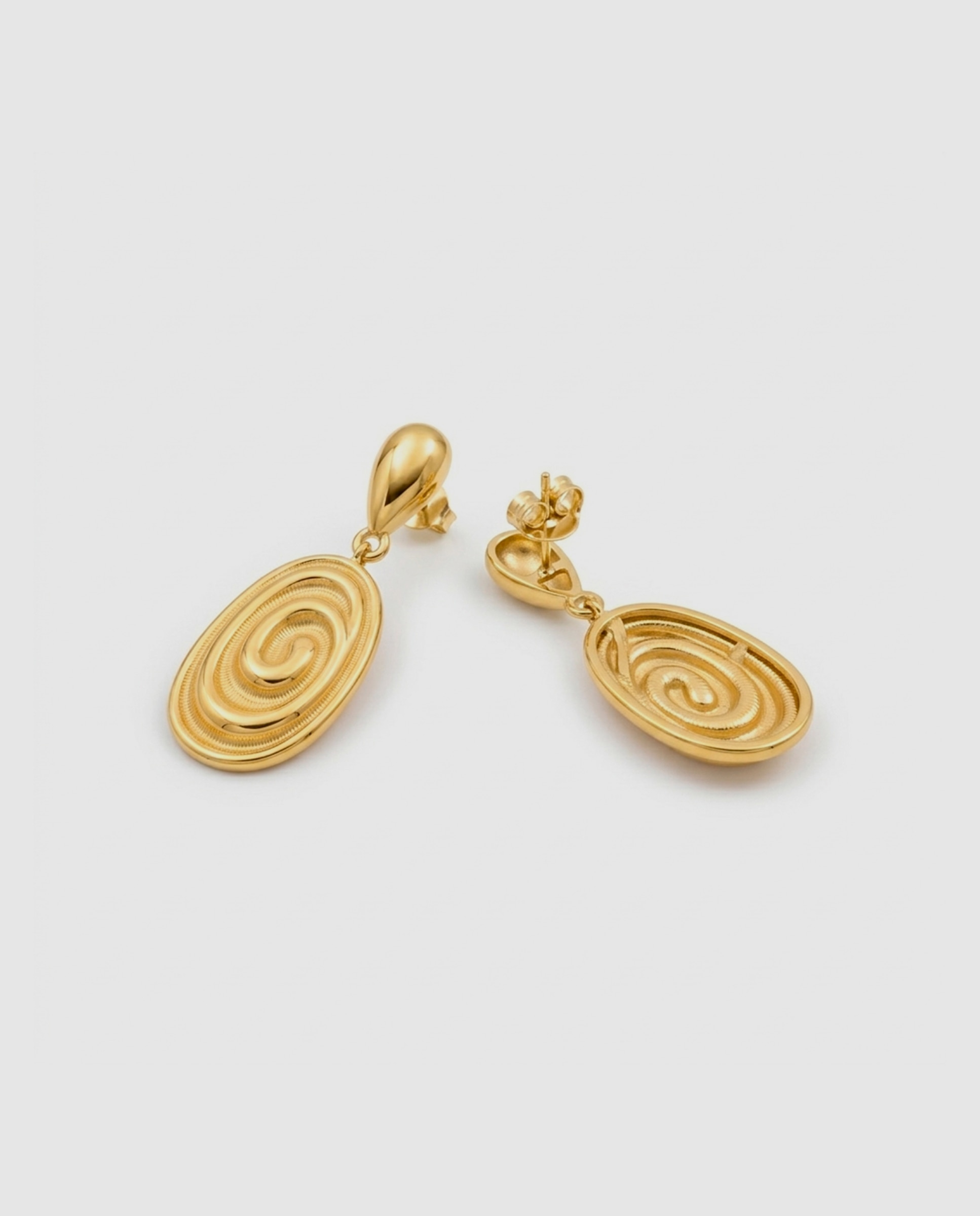 Brincos Boho de Aço com Acabamentos em Ouro Amarelo 18 Quilates Dourado-6