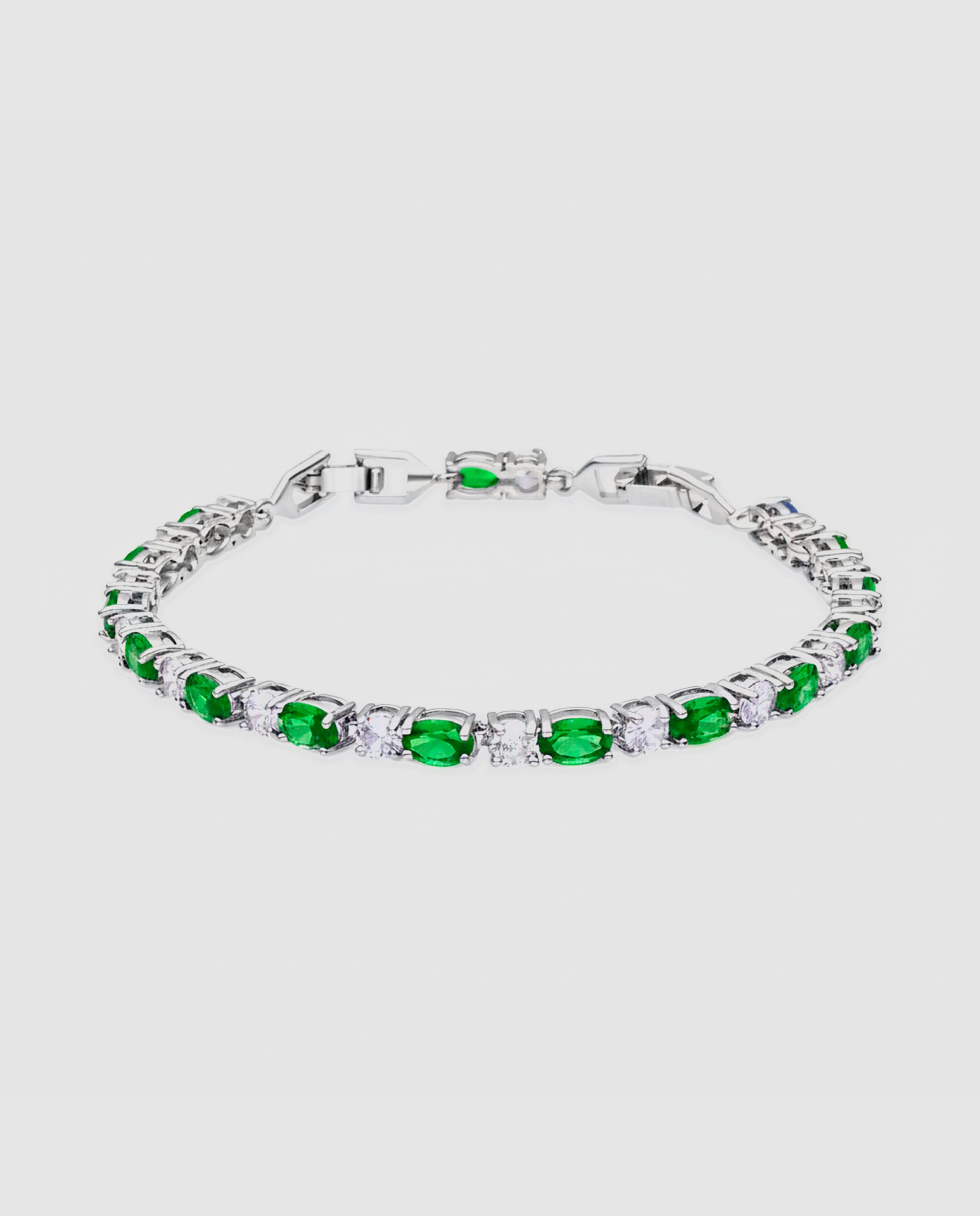 Imagem 0 de Pulseira Tennis Africa com Quartzo Hidrotermal Verde Paraíba Acabada em Ródio