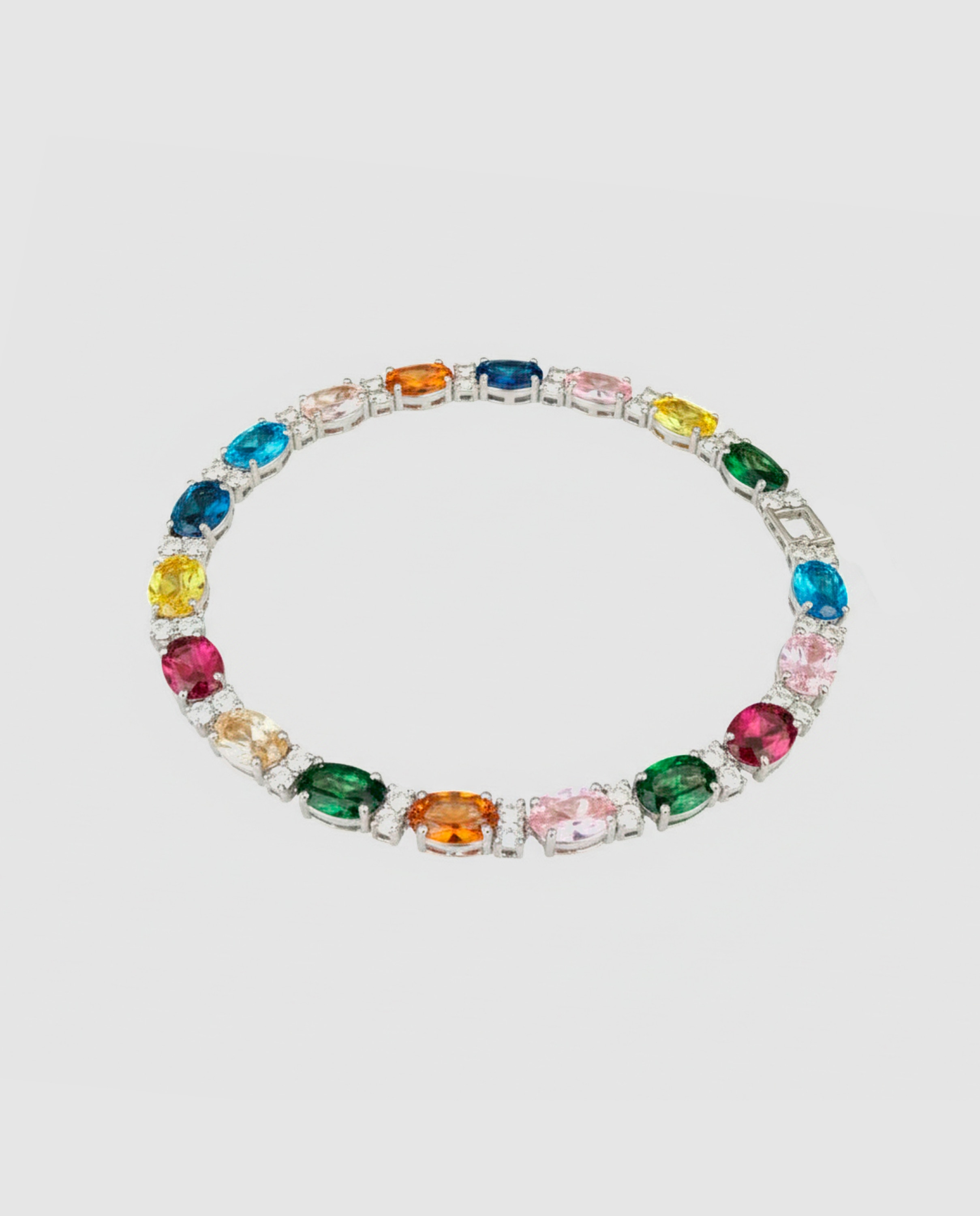 Imagem 0 de Pulseira Riviere África com Zirconita Multicolor Acabada em Ródio