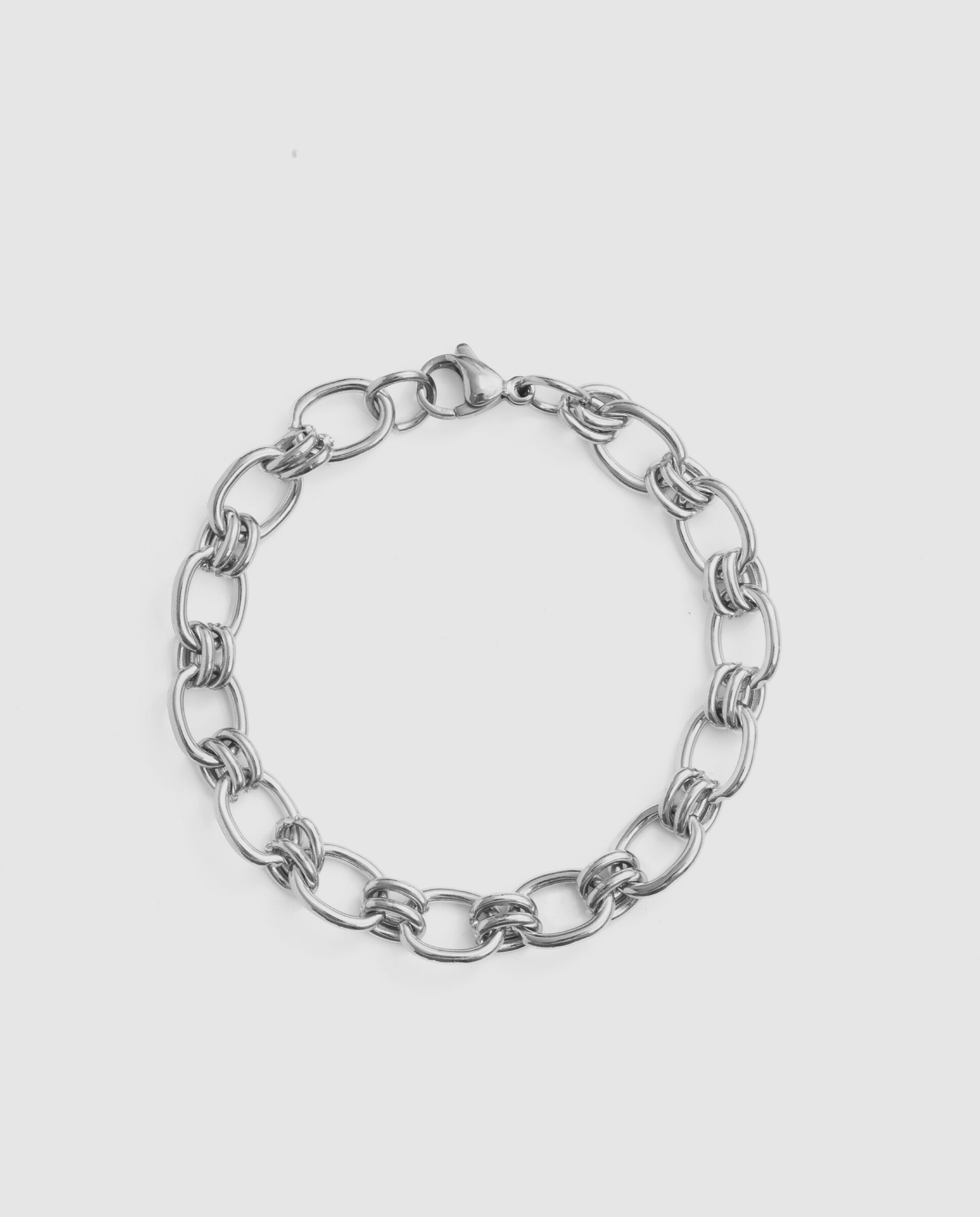 Pulseira de Correntes África Acabada em Ródio Prateado-2