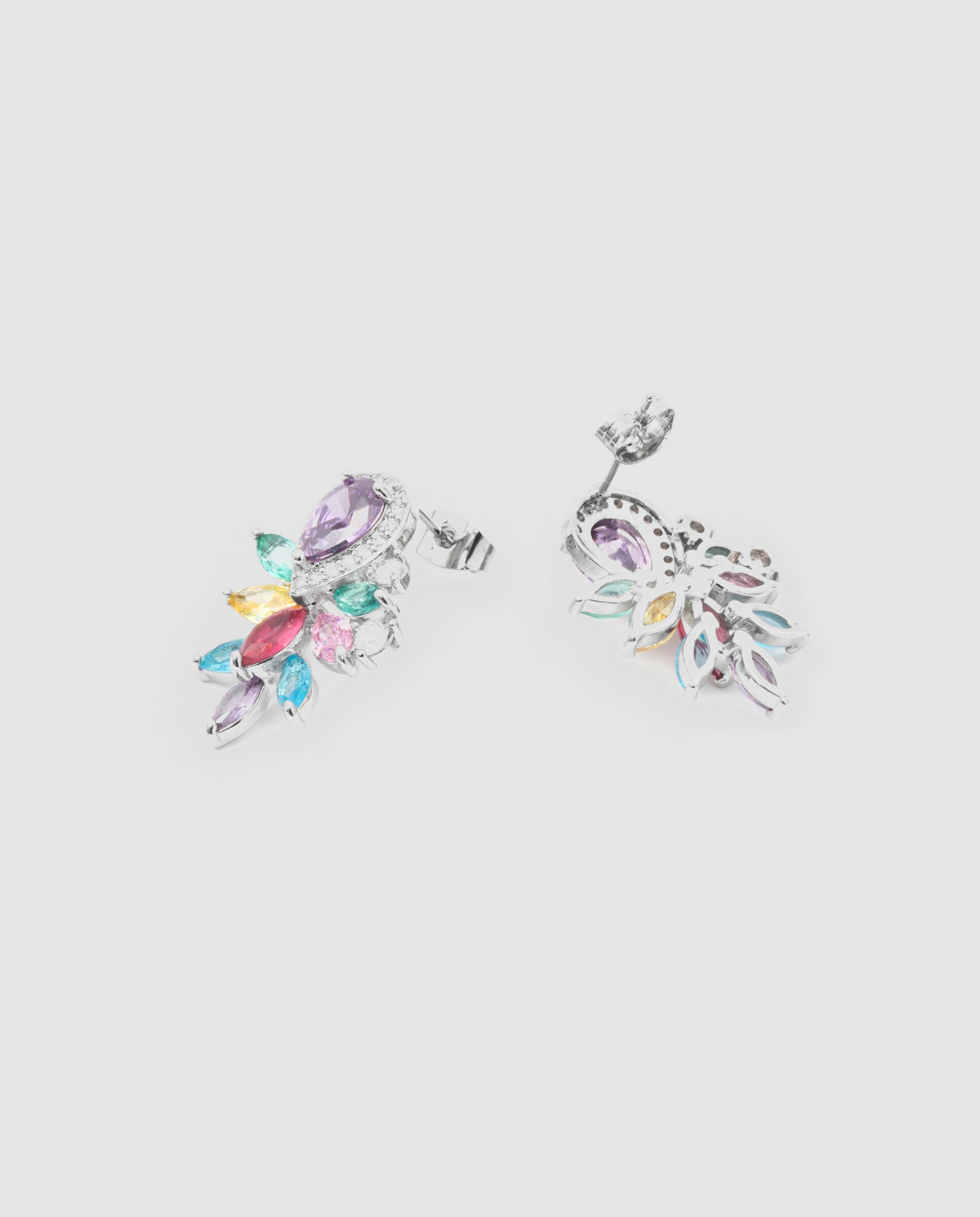 Brincos Africa com Zircônias Multicoloridos e Acabamentos em Ródio Multicolor-3