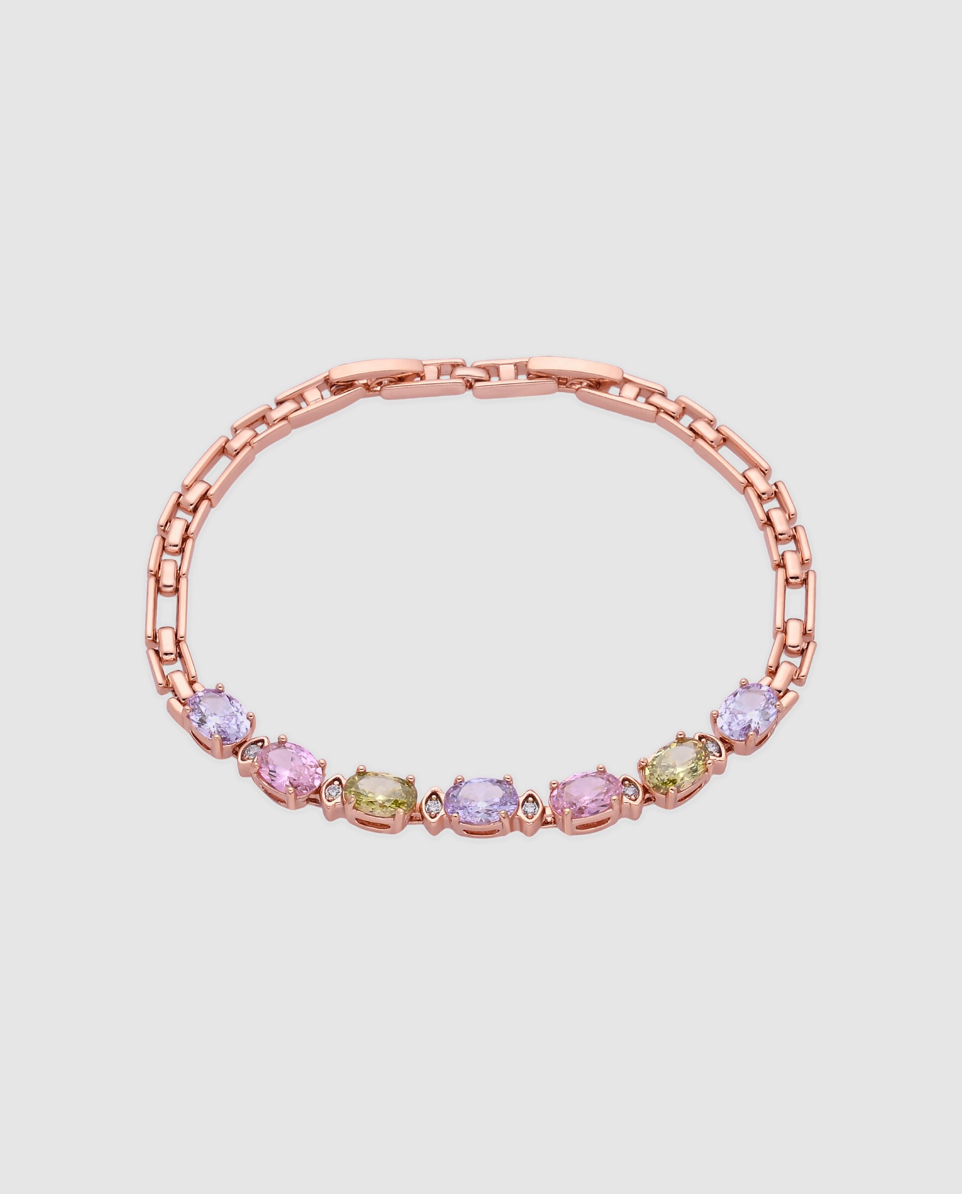 Pulseira de Corrente Special Edition com Zirconita Multicolor Acabada em Ouro Rosa 18k Multicolor-1