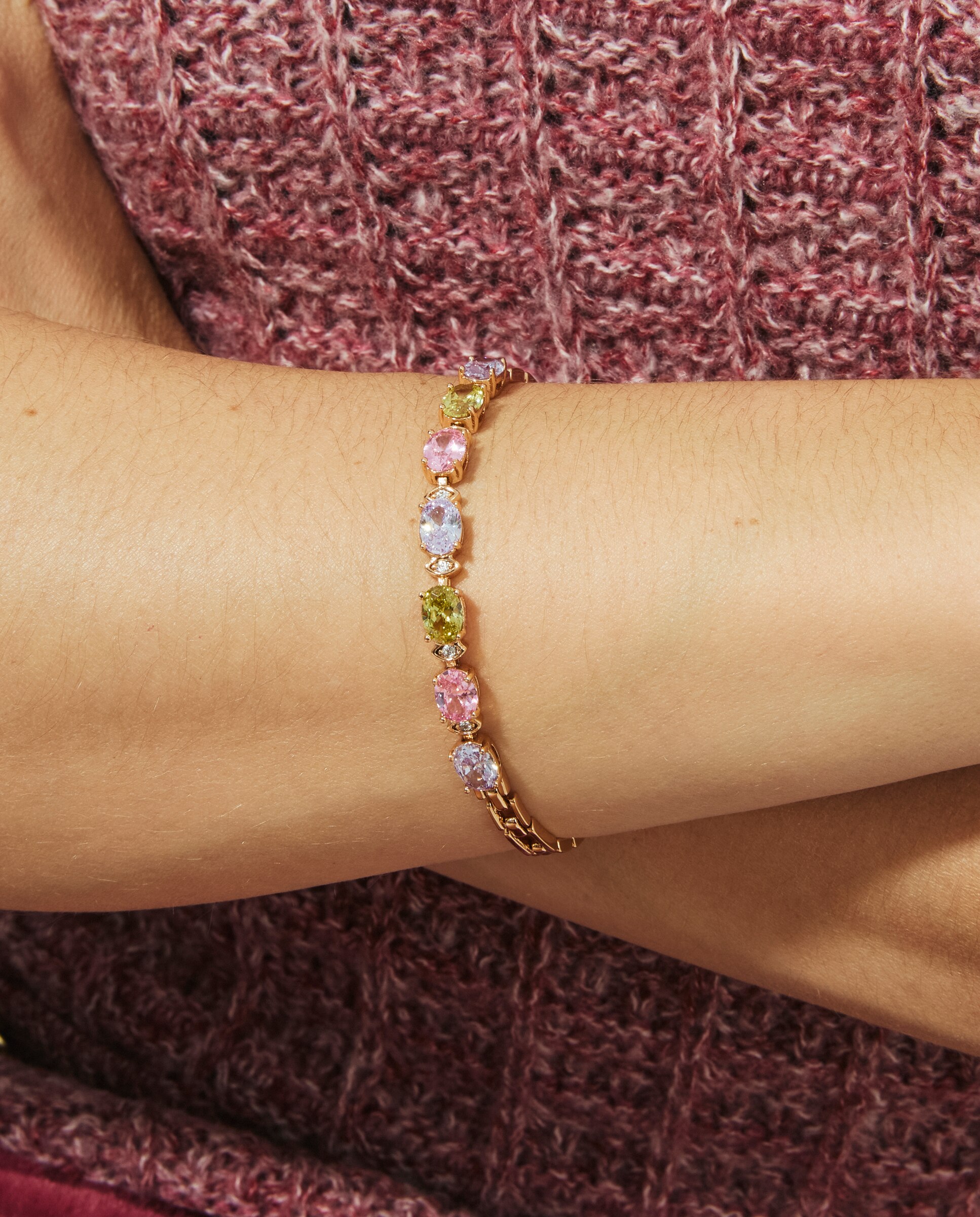 Pulseira de Corrente Special Edition com Zirconita Multicolor Acabada em Ouro Rosa 18k Multicolor-4