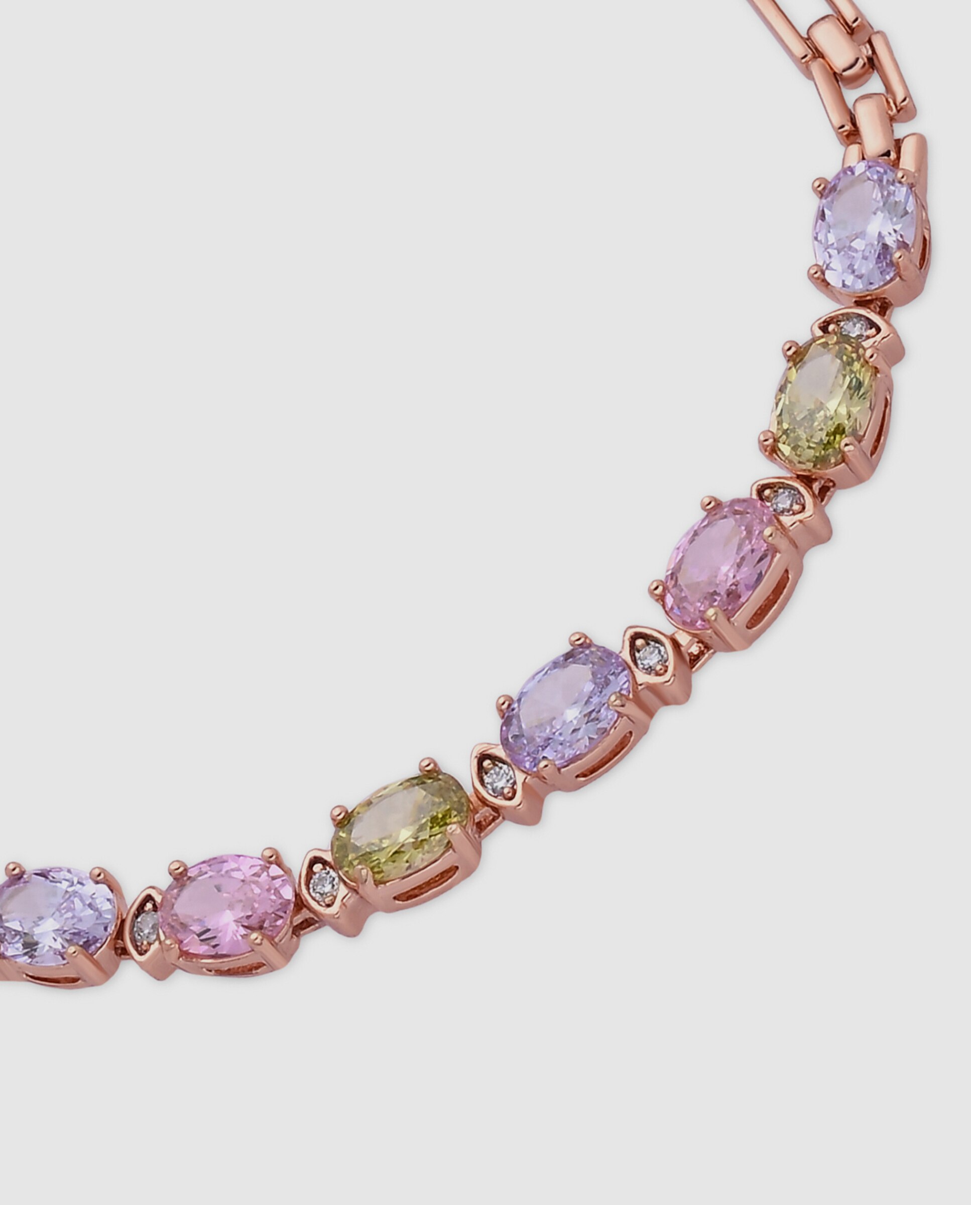 Pulseira de Corrente Special Edition com Zirconita Multicolor Acabada em Ouro Rosa 18k Multicolor-6