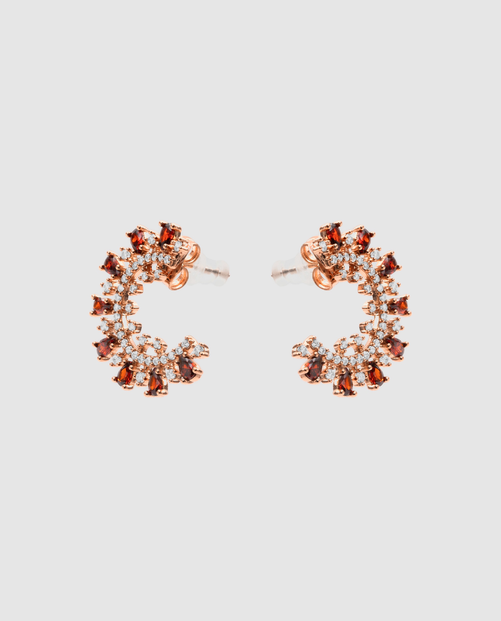 Brincos Special Edition com Zircônias Ópalo de Fogo Acabados em Ouro Rosa 18k Vermelho-2