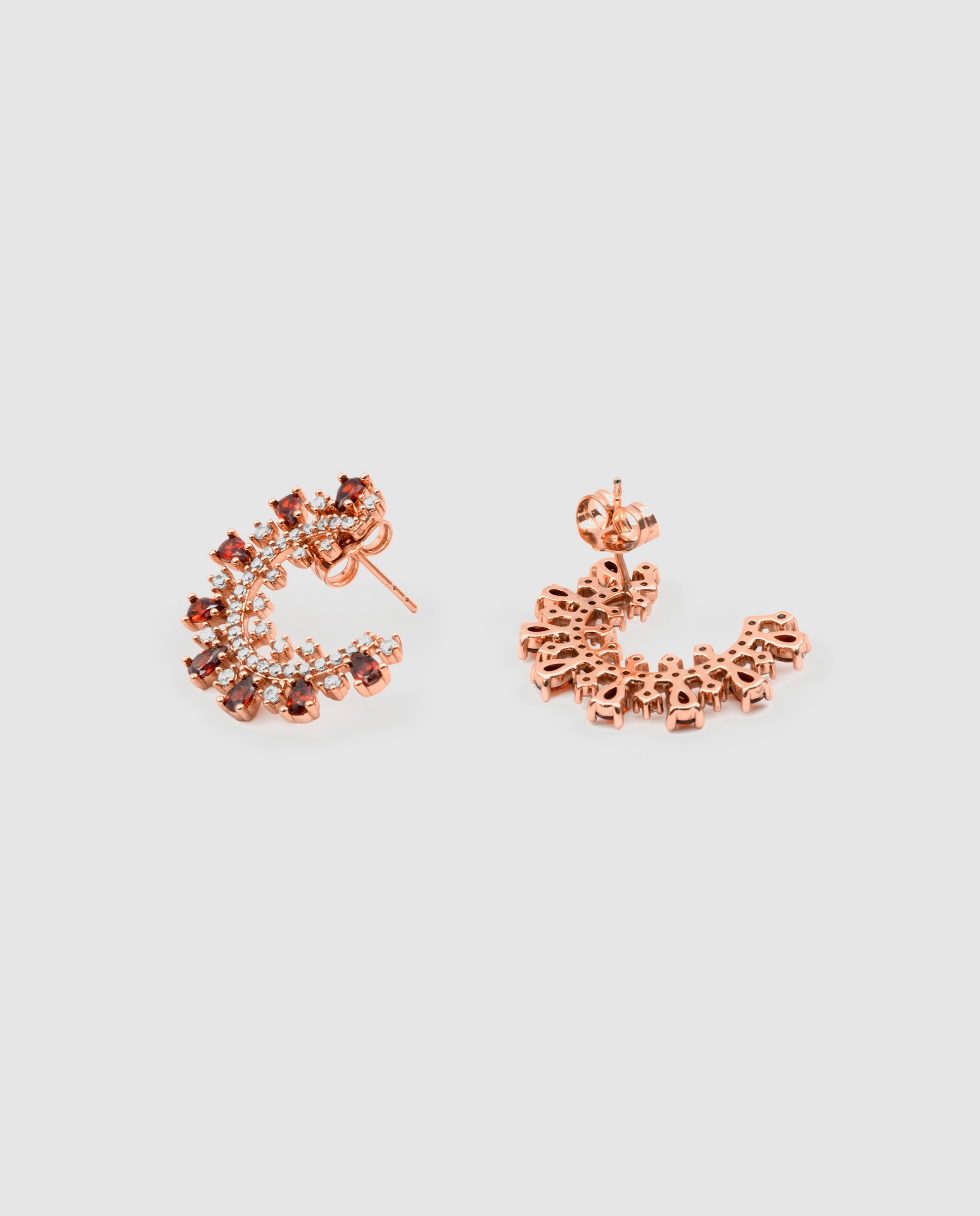 Brincos Special Edition com Zircônias Ópalo de Fogo Acabados em Ouro Rosa 18k Vermelho-3