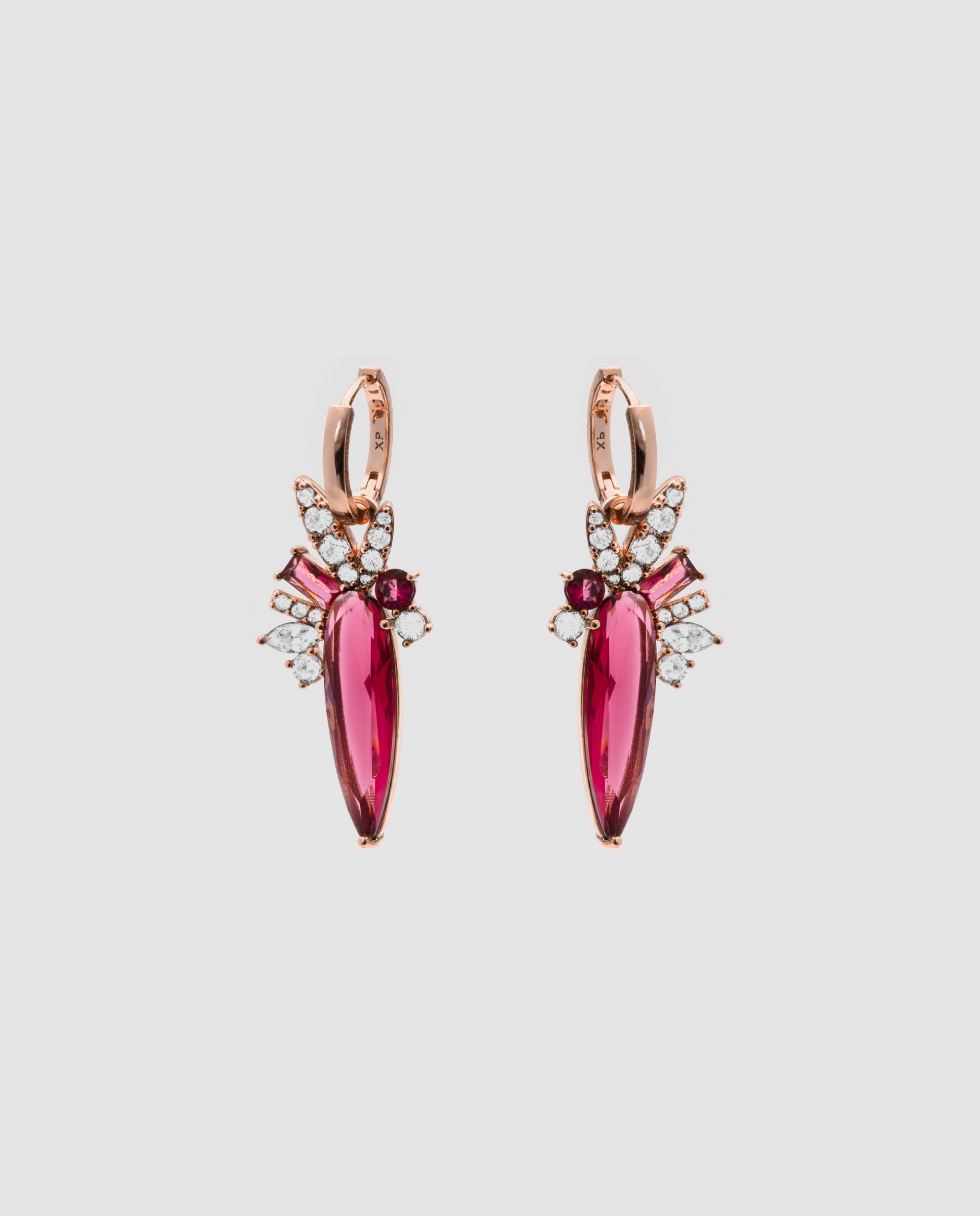 Brincos de Aro Special Edition com Quartzo Hidrotermal Cereja e Acabamentos em Ouro Rosa 18k Vermelho-2