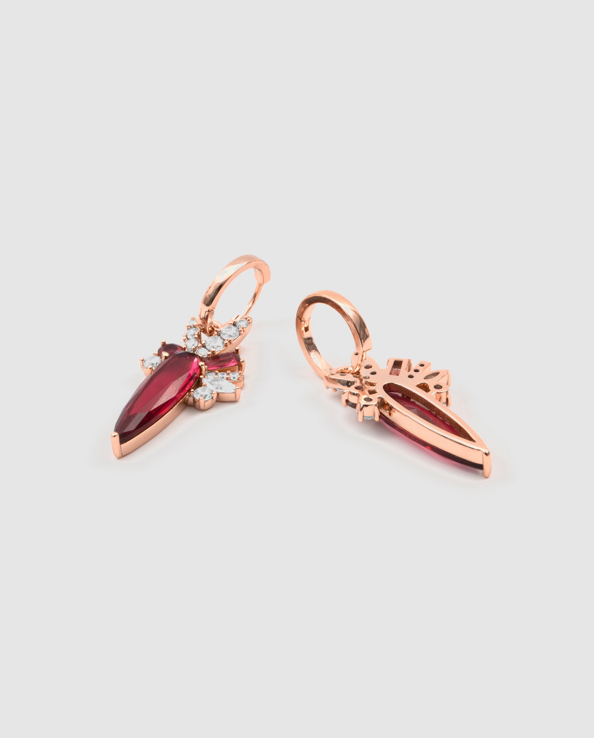 Brincos de Aro Special Edition com Quartzo Hidrotermal Cereja e Acabamentos em Ouro Rosa 18k Vermelho-3